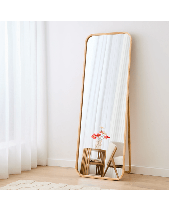 Oak Look Mirror with Stand - 170cm x 