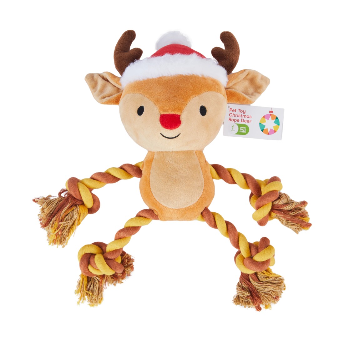 4 Christmas Pet Rope Toy Reindeer, 4 of 5