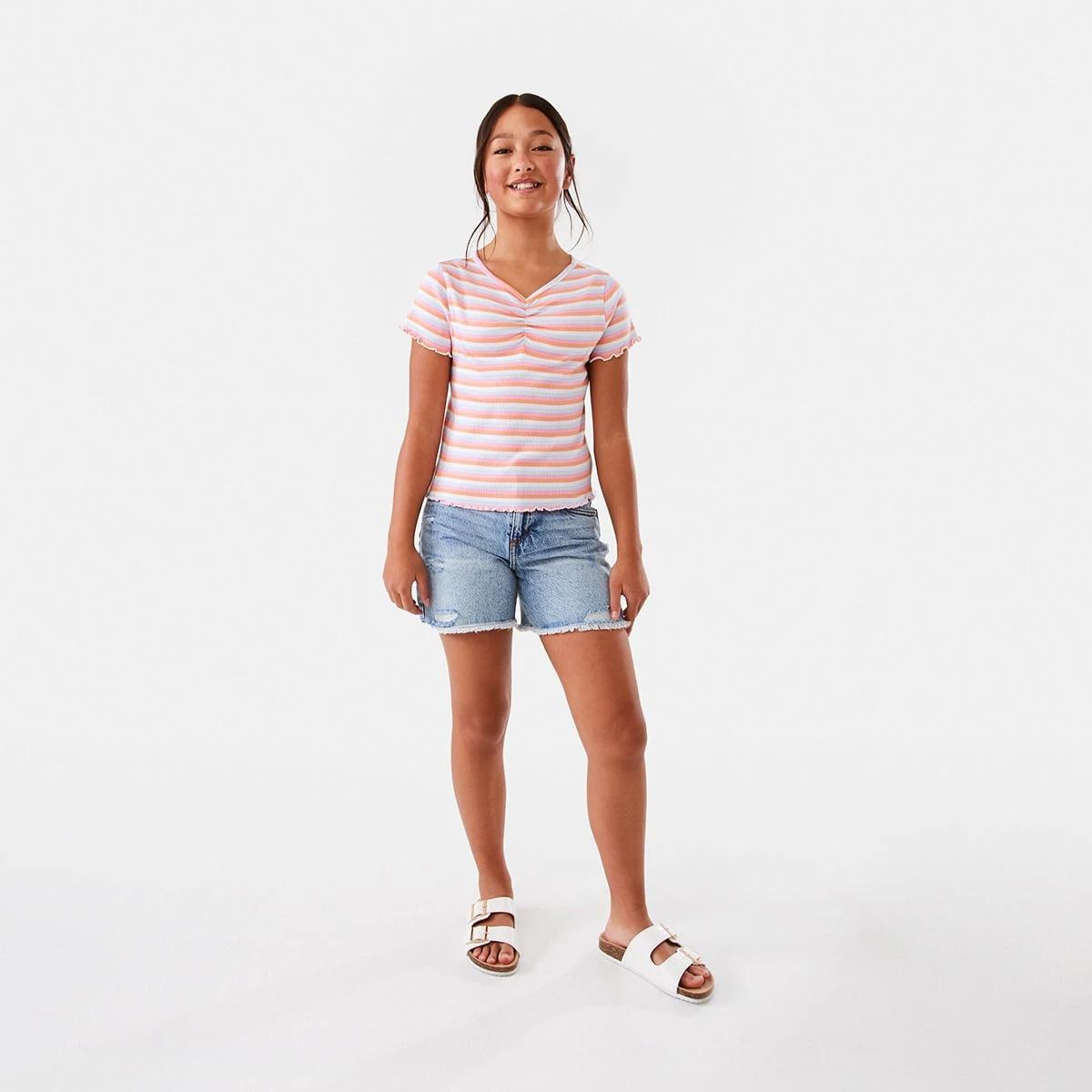 7 Ruched V-Neck Top Strpe Mlti, 7 of 10