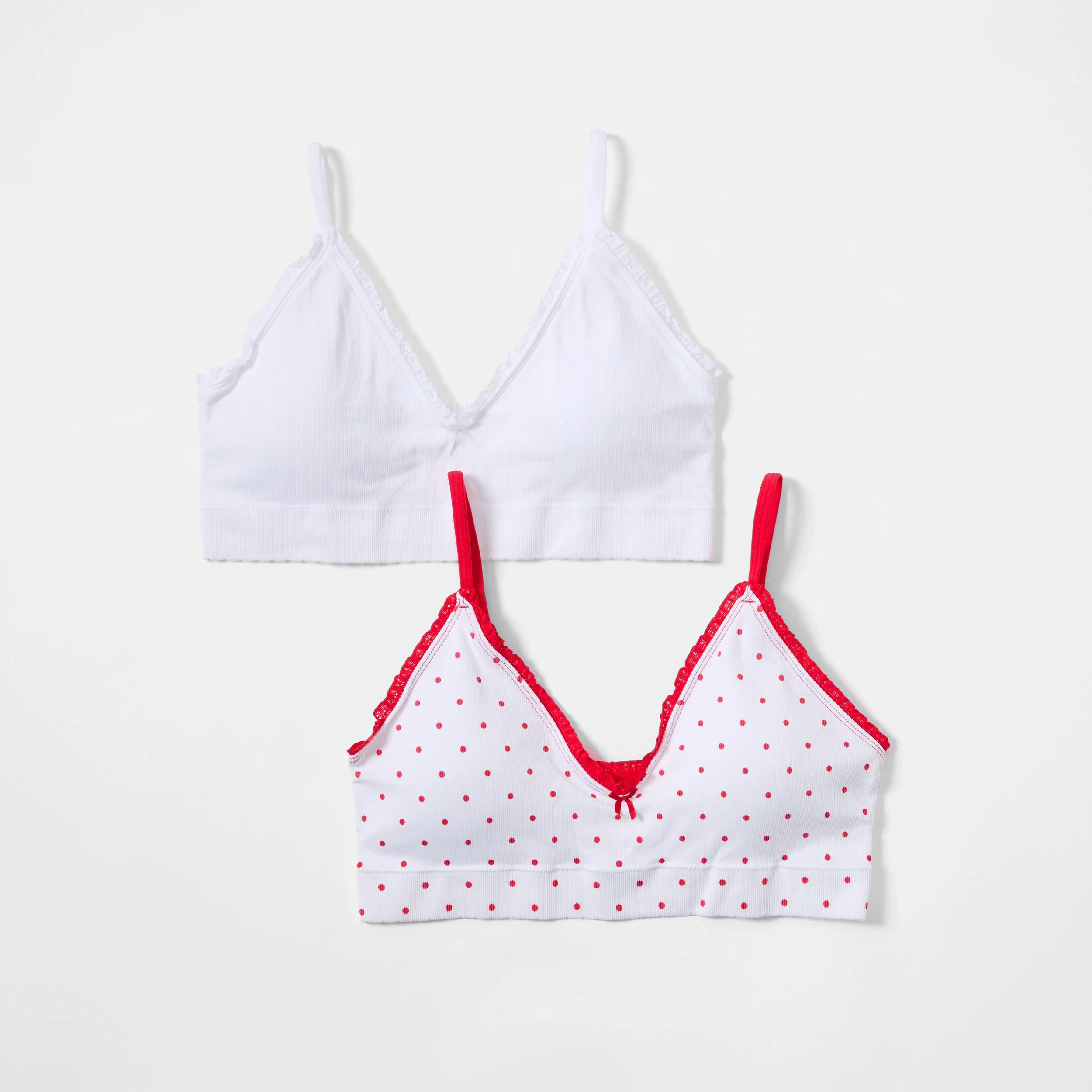 1 2 Pack Seamfree Rib Bralette MA CHERIE POLKA DOT, WHITE, 1 of 10