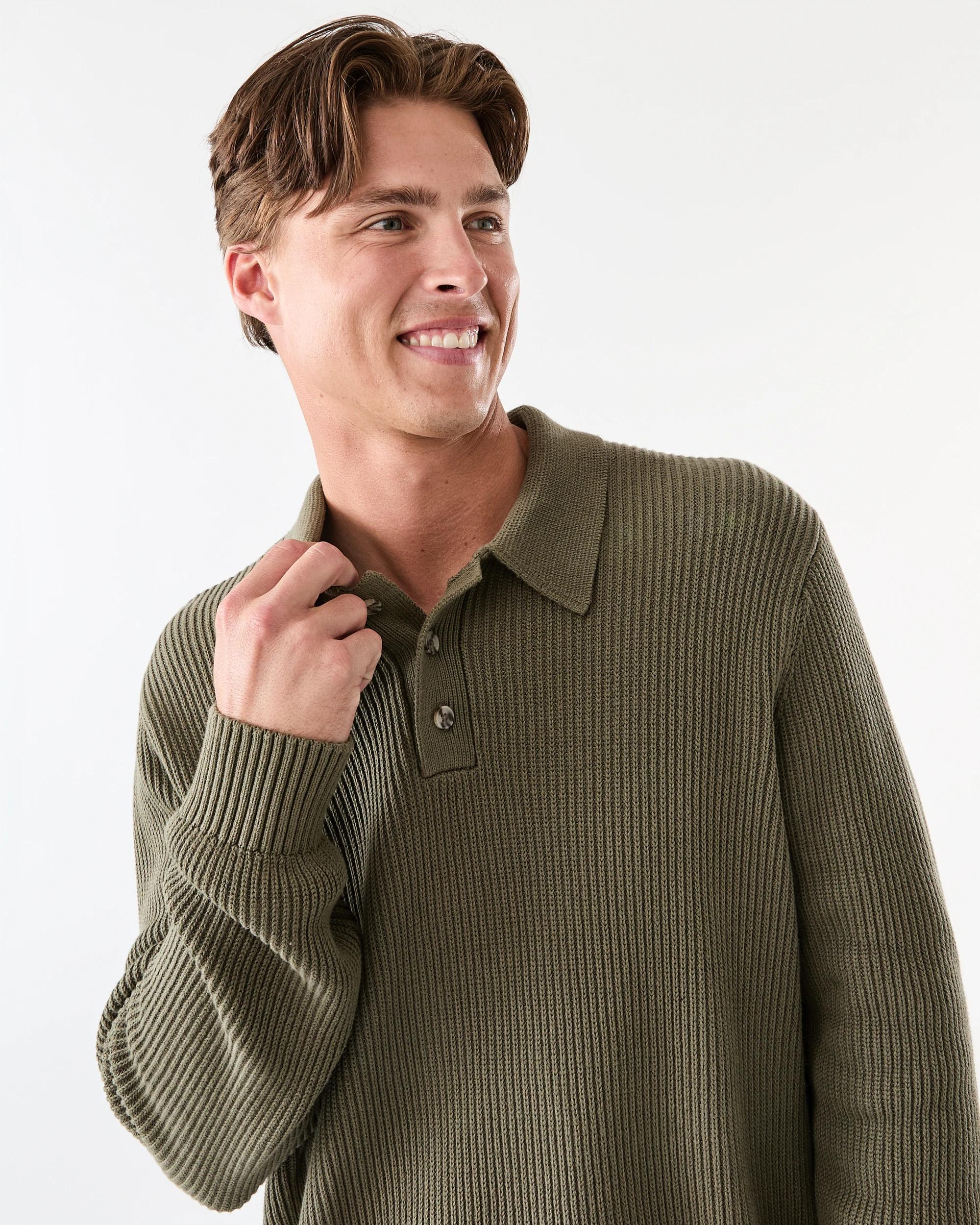 6 Knit Polo Shirt Grn Smkolv, 6 of 7