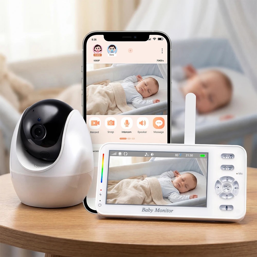 3 PlayPals 4.3" Baby Monitor 1080P 2-Way Talk Night Vision Camera Mobile APP - White, 3 of 3