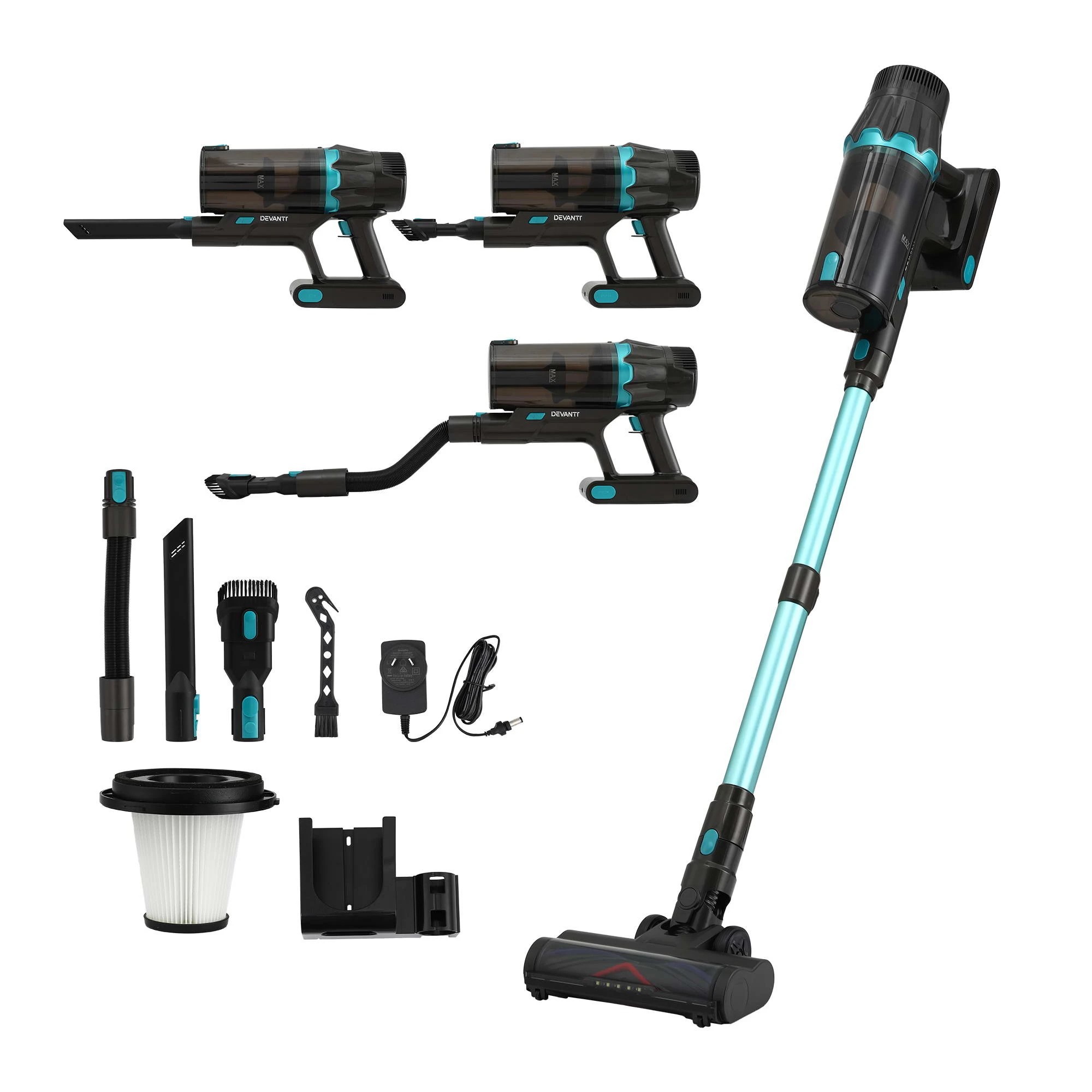 1 DEVANTI 30000Pa Cordless Stick Vacuum Cleaner 4-in-1 Handheld Vac, - Green, 1 of 8