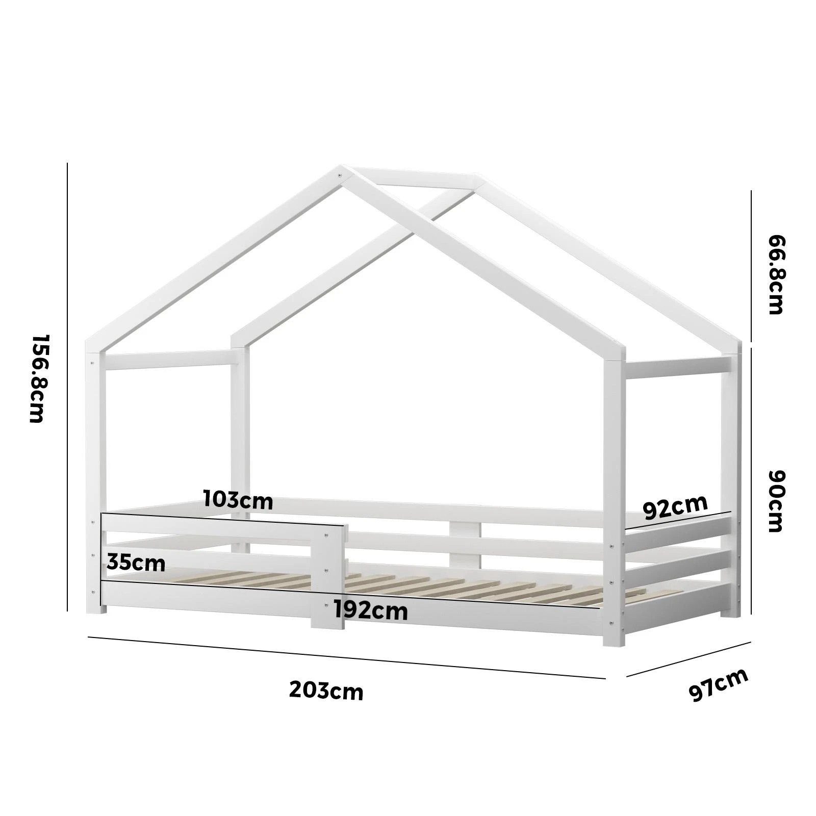 4 Oikiture Kids Bed Frame Single Wooden Bedframe Timber Platform
 - Natural, 4 of 10
