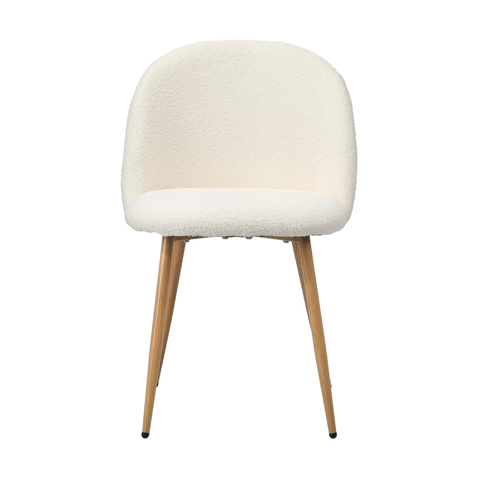 7 Oikiture 2x Dining Chairs Accent Chair Armchair Upholstered Sherpa Wooden
 - White, 7 of 10
