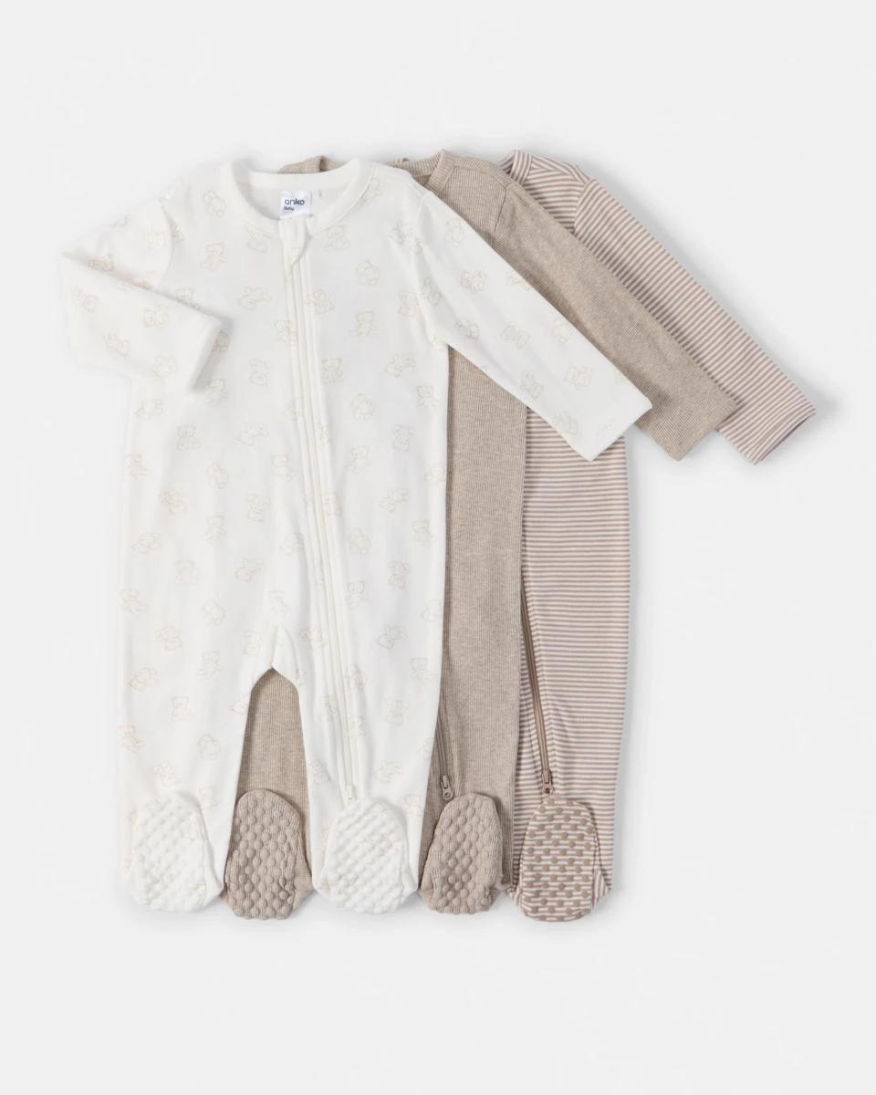 1 3 Pack Australian Cotton Coveralls Brw Bears, 1 of 5