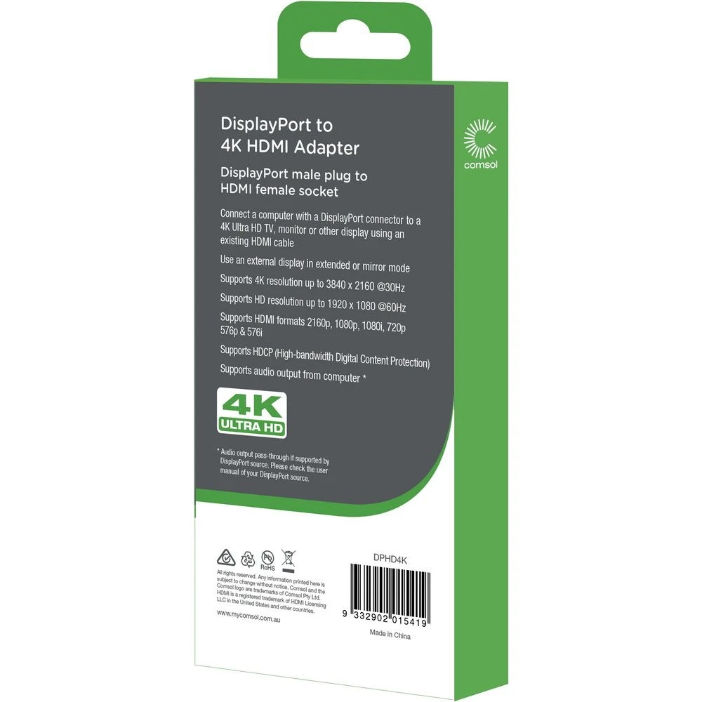 2 Comsol Male DisplayPort to Female HDMI 4K2K Adaptor 20cm, 2 of 3