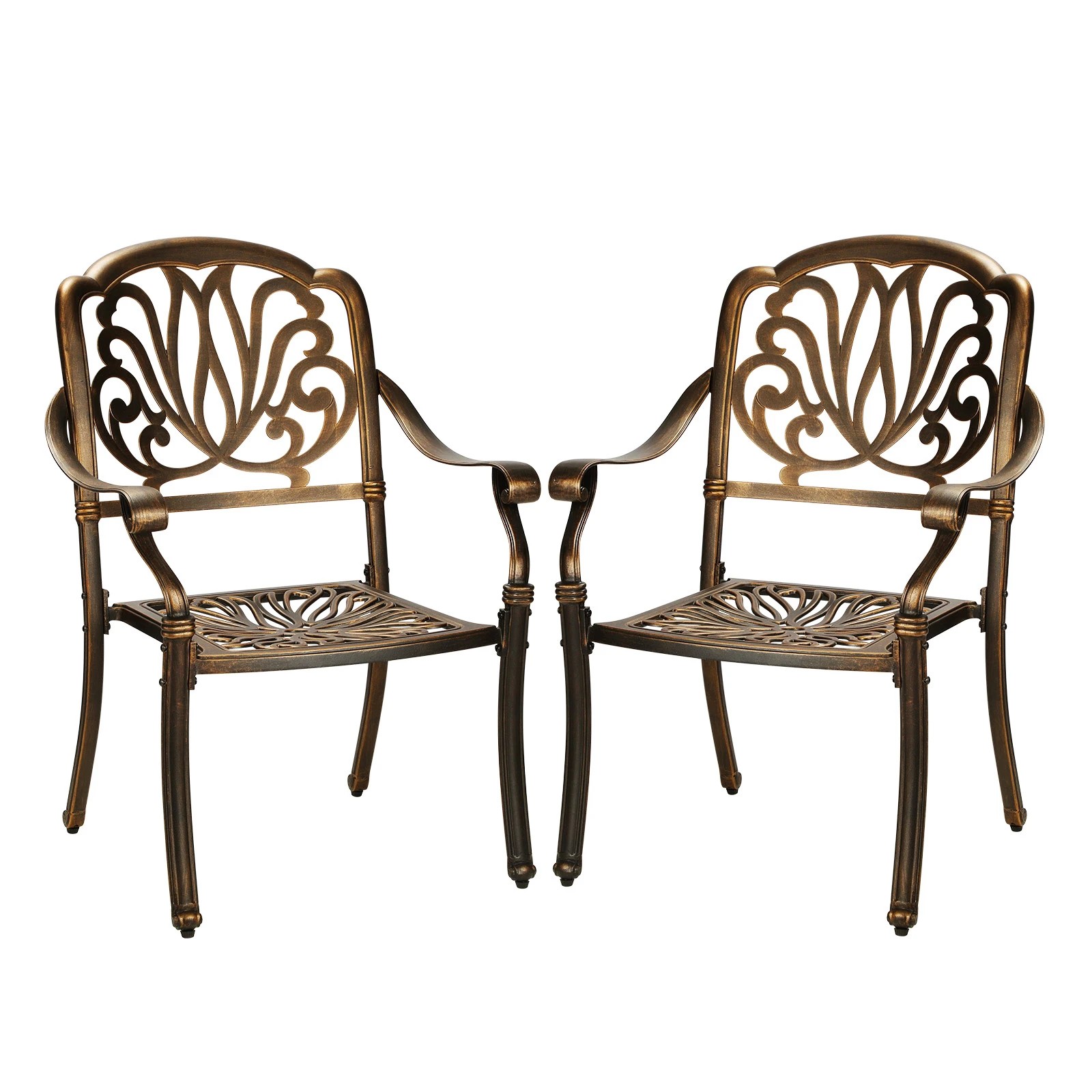 1 Livsip Outdoor Dining Chairs Cast Aluminium Patio Garden Furniture Set Of 2
 - Bronze, 1 of 10