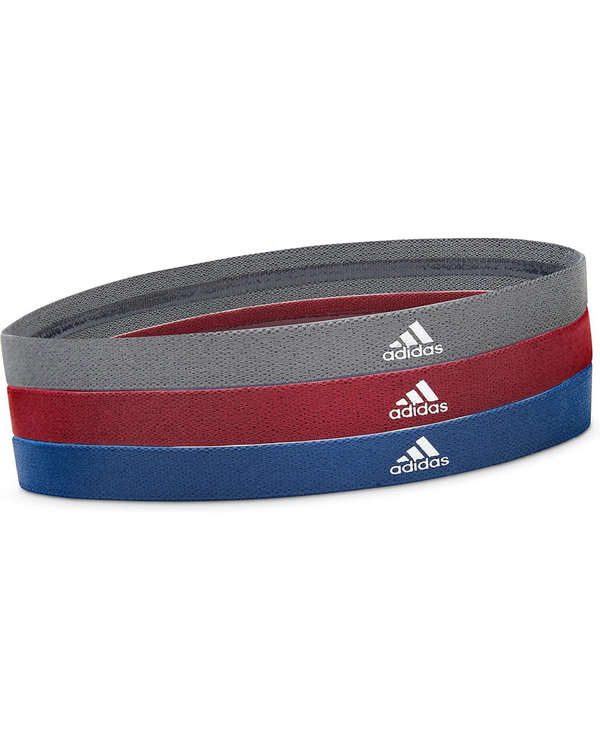 1 Adidas 3pcs Sports Headband Hair Bands Gym Training Fitness Yoga - Grey/Blue/Burgundy, 1 of 10