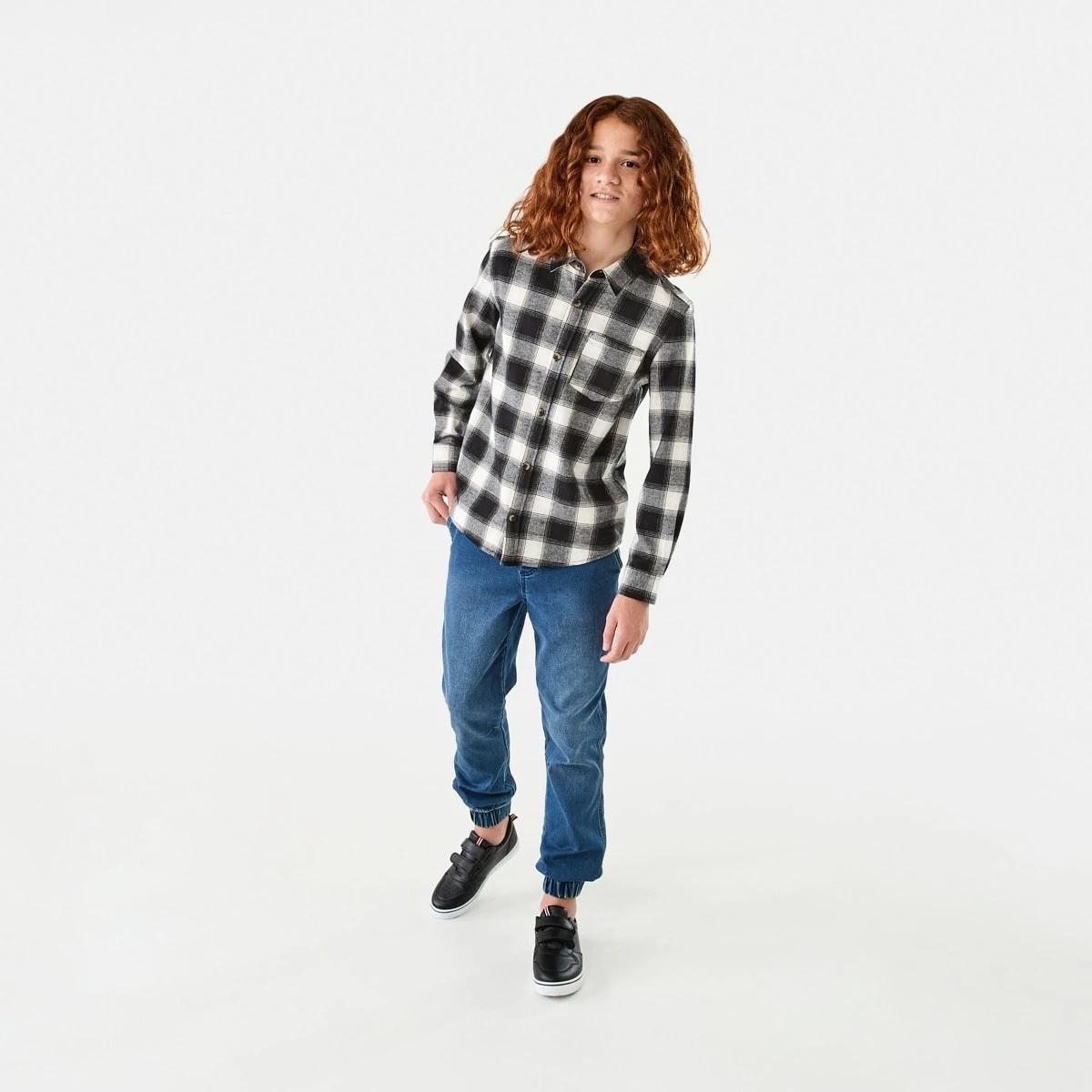 6 Long Sleeve Flannel Shirt Blk Check, 6 of 9