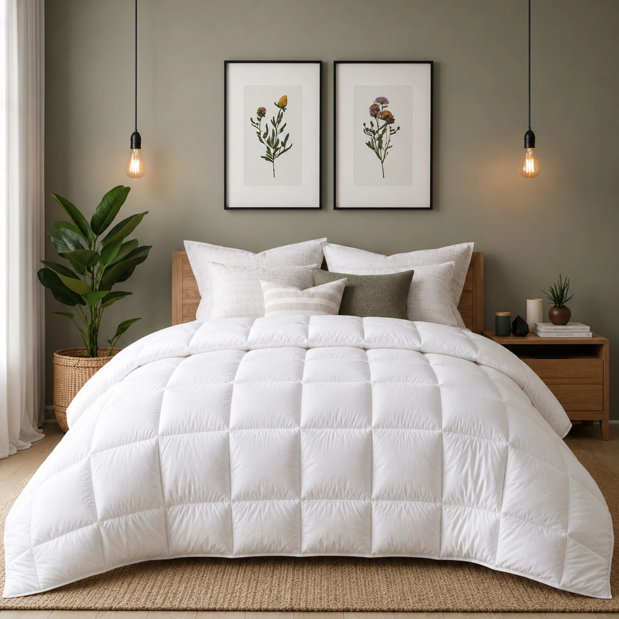 1 Royal Comfort 800GSM Wool Blend All Seasons Quilt 60% Wool Cotton Cover - Queen Bed - White, 1 of 4