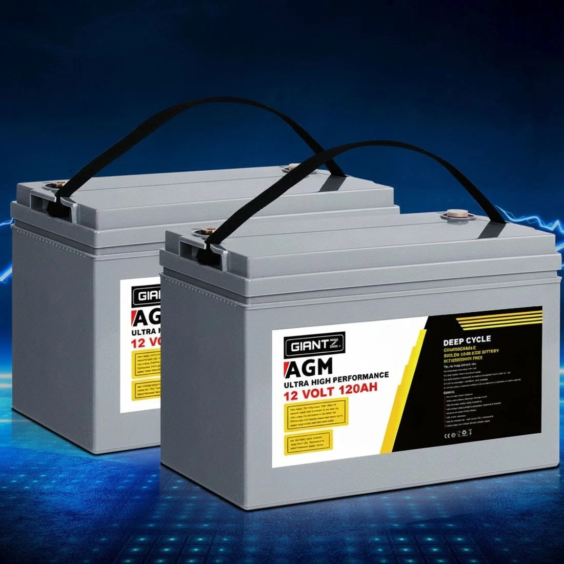 7 Giantz AGM Deep Cycle Battery 12V 120Ah x2 Box Portable Solar Caravan Camping - Grey, 7 of 7