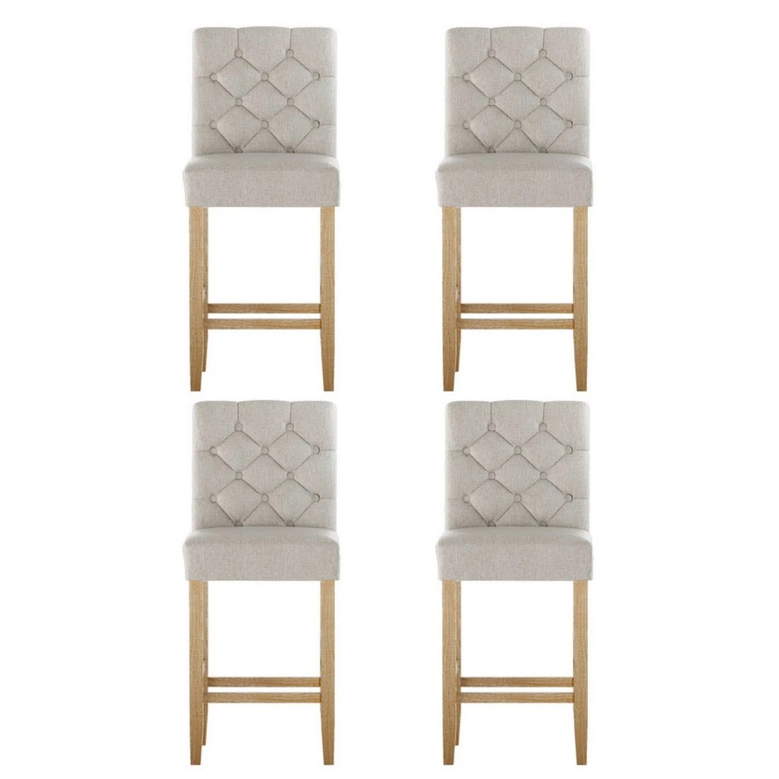 3 Artiss 4x Bar Stools Linen Upholste Chairs - Beige, 3 of 6
