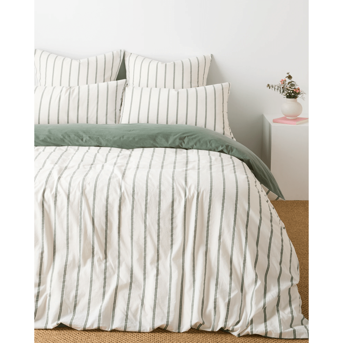 2 Arlo Stonewash Stripe Quilt Cover Set
 - King Bed
 - Green, 2 of 6