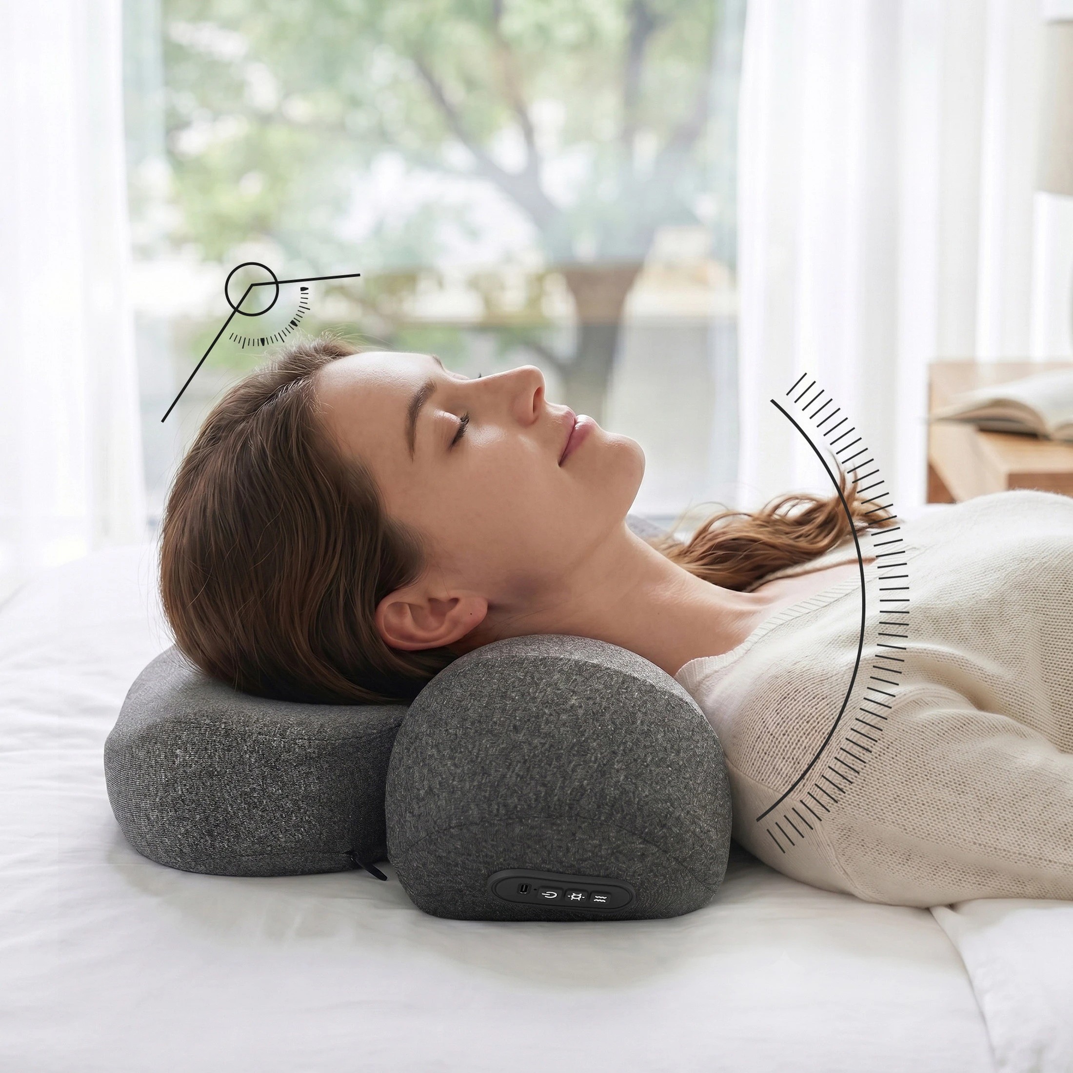 5 Livemor 2-in-1 Neck Massager Pillow with Heat, Cervical Support Memory Foam Massage Pillow - Grey, 5 of 7
