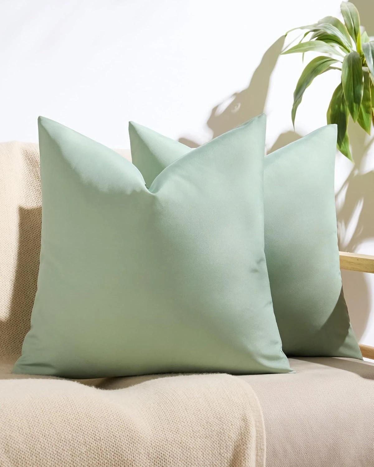 1 Gioia Casa 2-Pack Outdoor Waterproof Cushion Covers - Sage, 45×45cm, 1 of 3