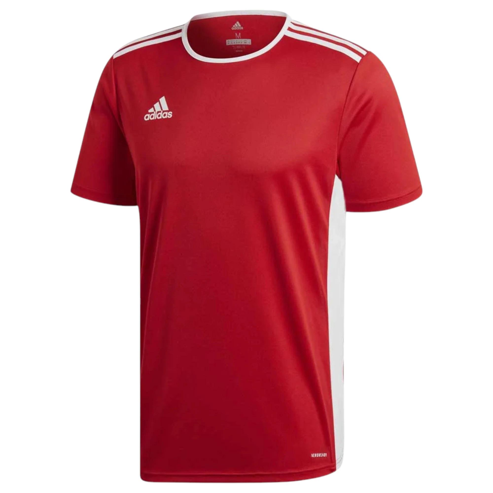 1 Adidas Mens Entrada 18 Red/ White Football T-Shirt Athletic Soccer Jersey RED/WHITE, 1 of 5