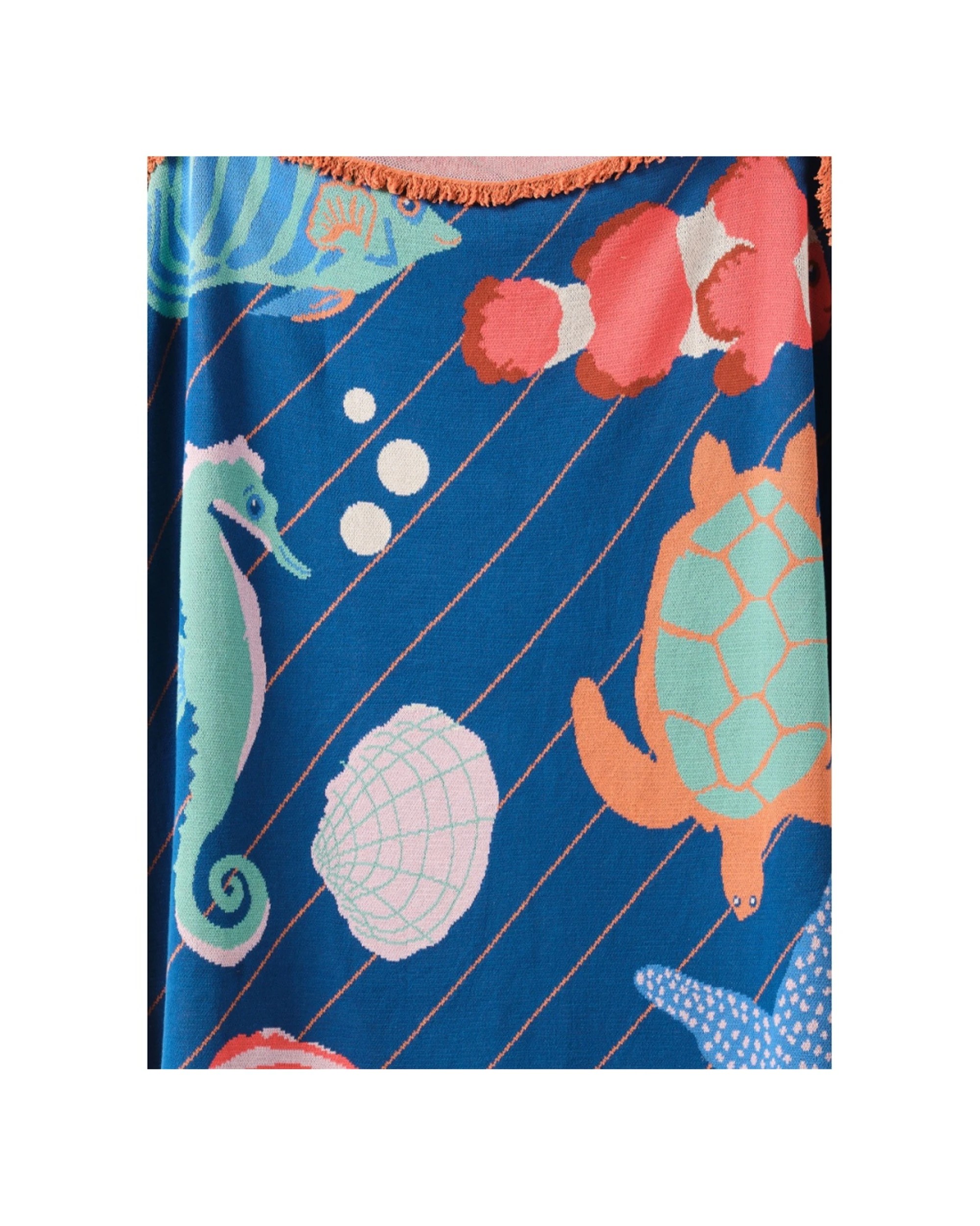 1 Linen House Kids Under The Sea Soft Knitted Cotton Comfort Throw Blanket 120x140cm - Blue, 1 of 2