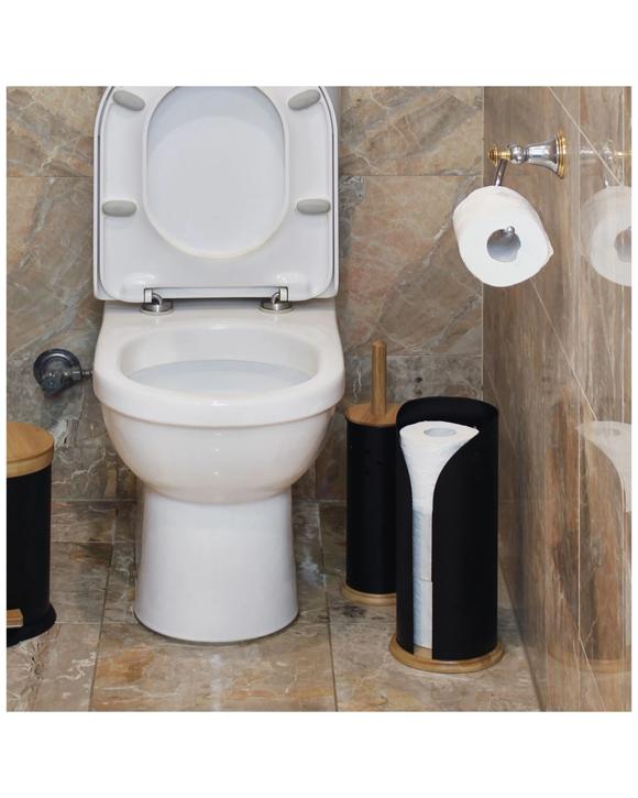 Eco Basics Stainless Steel Toilet Roll Dispenser Holder - Bathroom Storage - Black