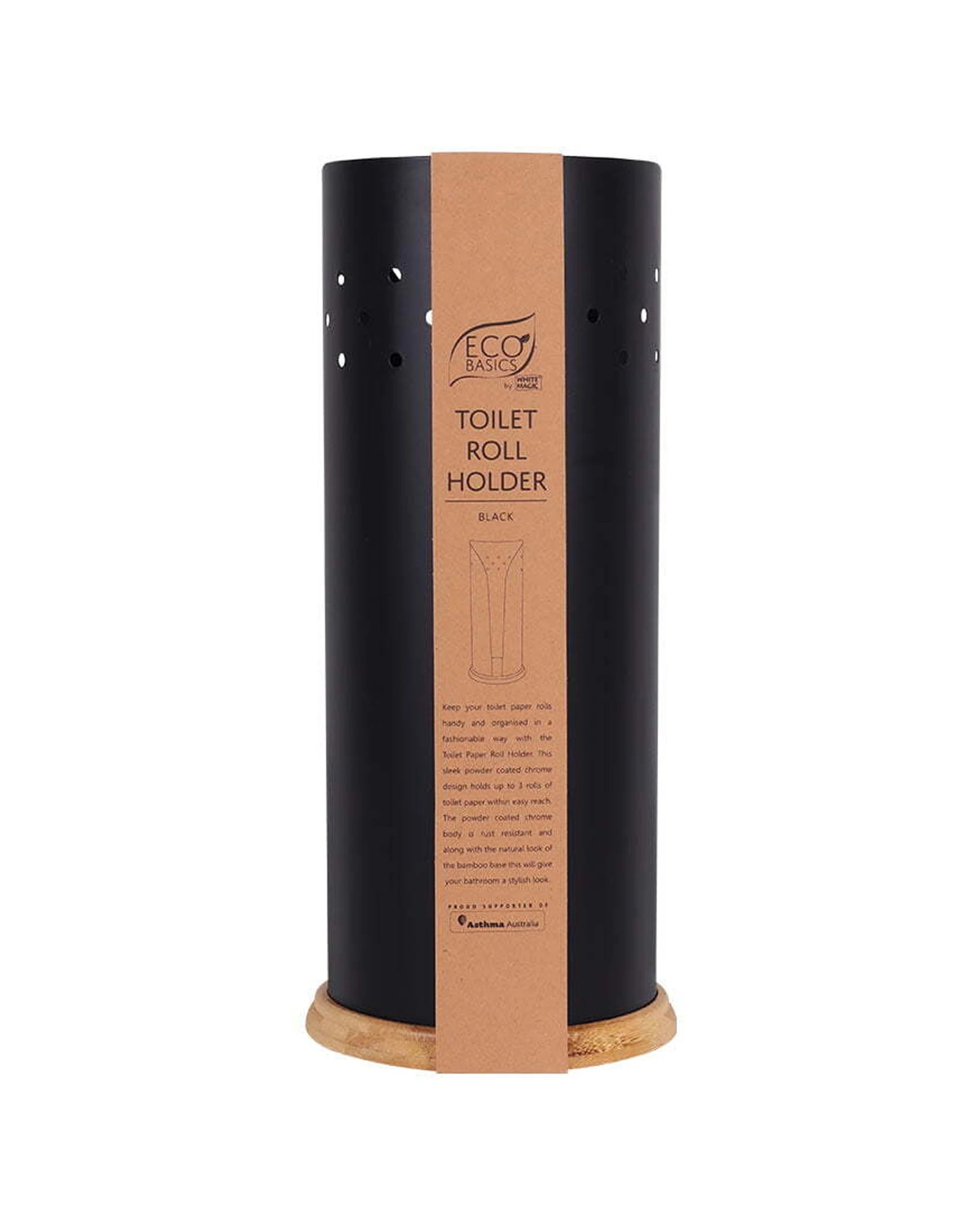 1 Eco Basics Stainless Steel Toilet Roll Dispenser Holder - Bathroom Storage
 - Black, 1 of 6