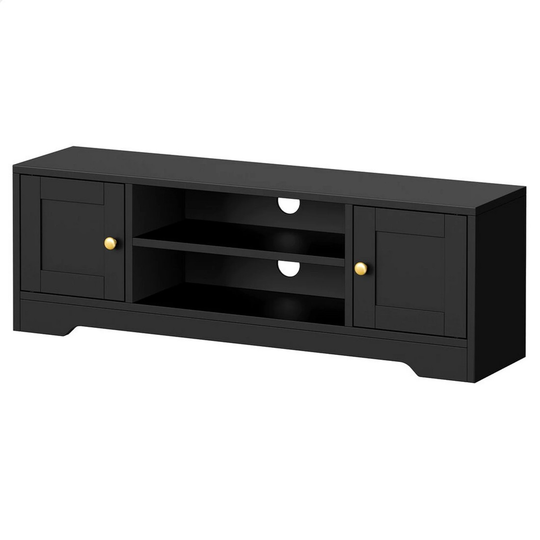 1 Alfordson TV Cabinet Entertainment Unit Stand Hamptons 120cm Storage - Black, 1 of 10