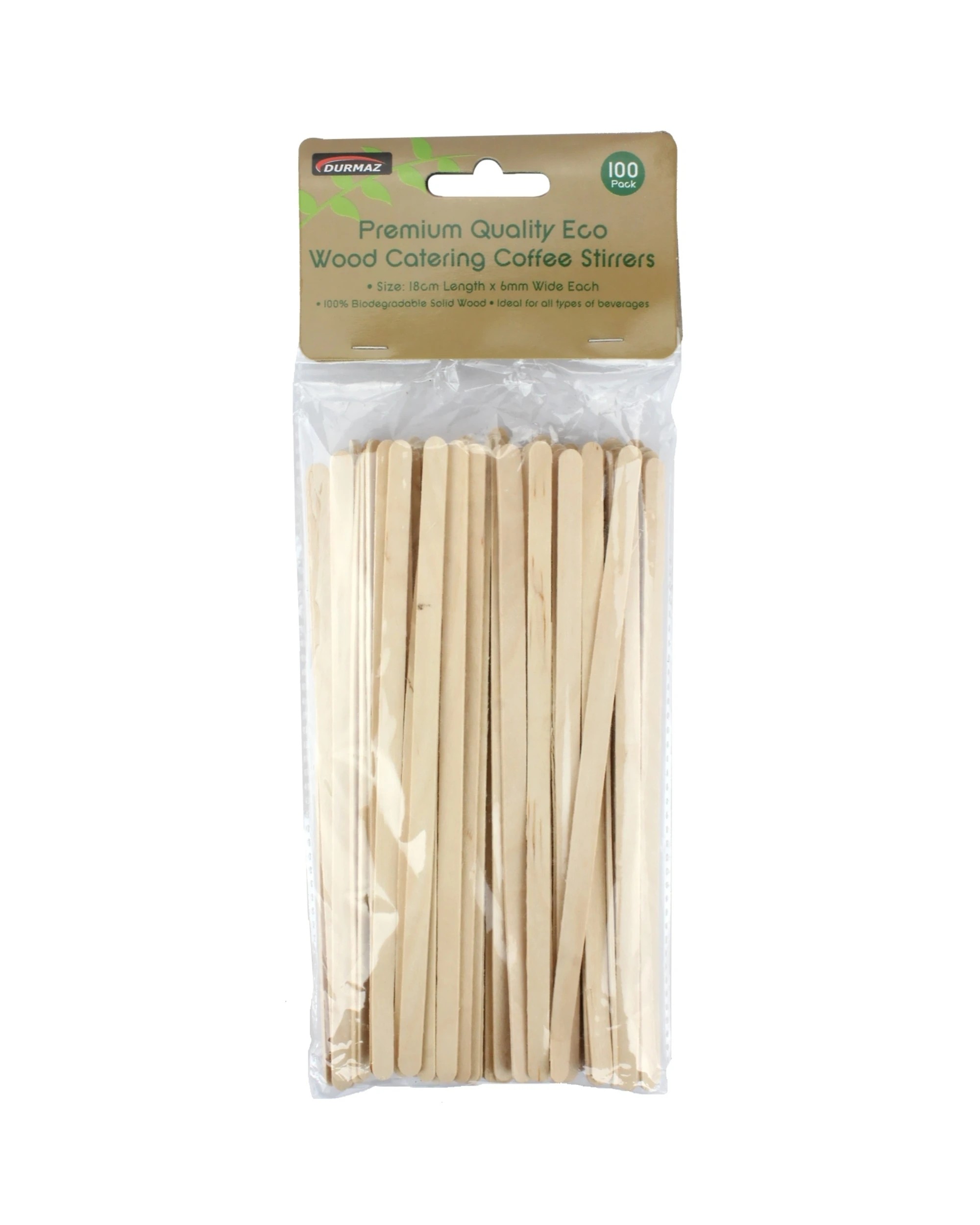 1 Durmaz Wooden Coffee Stirrers Pack of 100 - Natural, 1 of 1