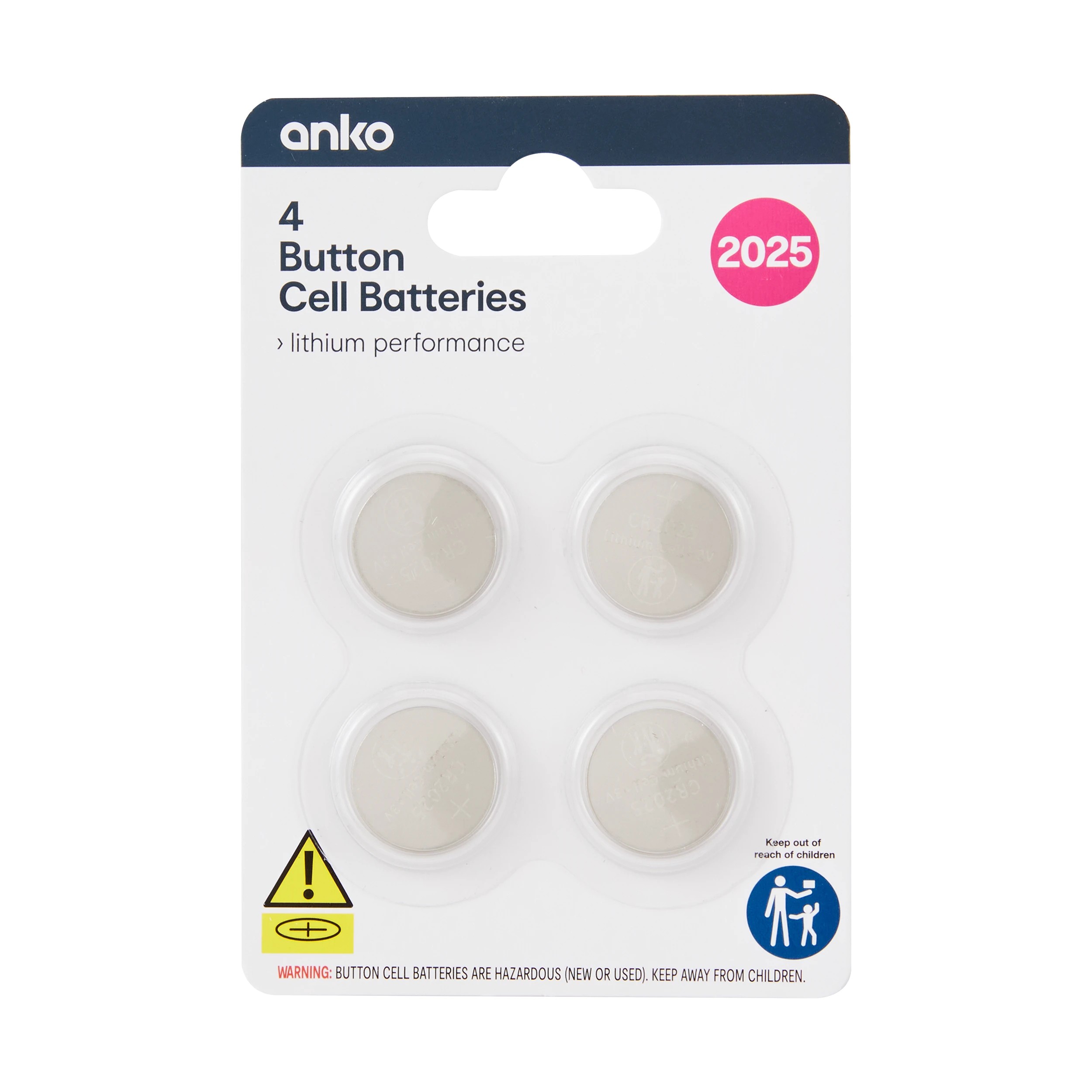 1 4 Pack Button Cell Batteries - CR2025, 1 of 6
