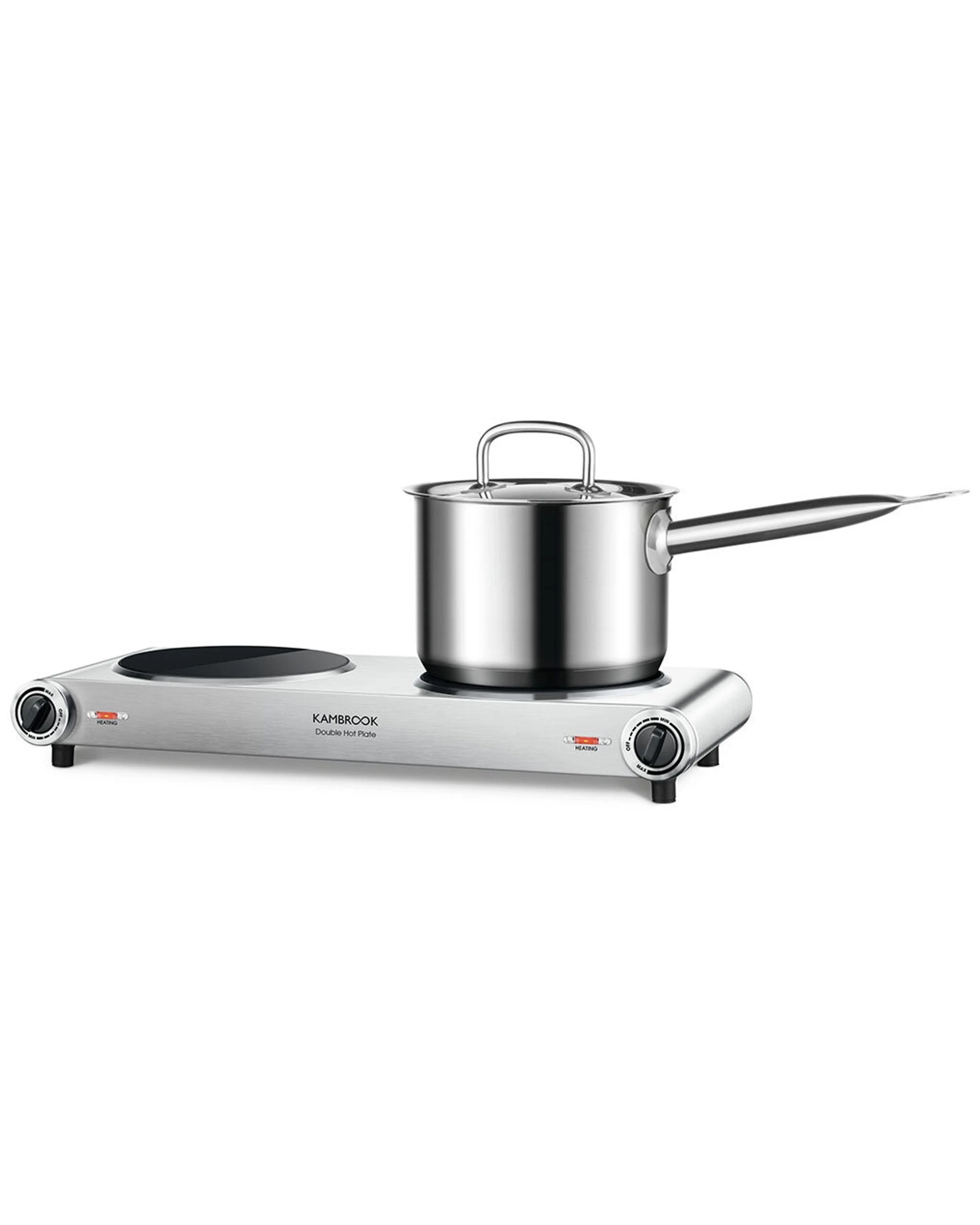 2 Kambrook 2400w Electric Portable Double/dual Ceramic Glass Hotplate Cooktop
 - Silver, 2 of 3