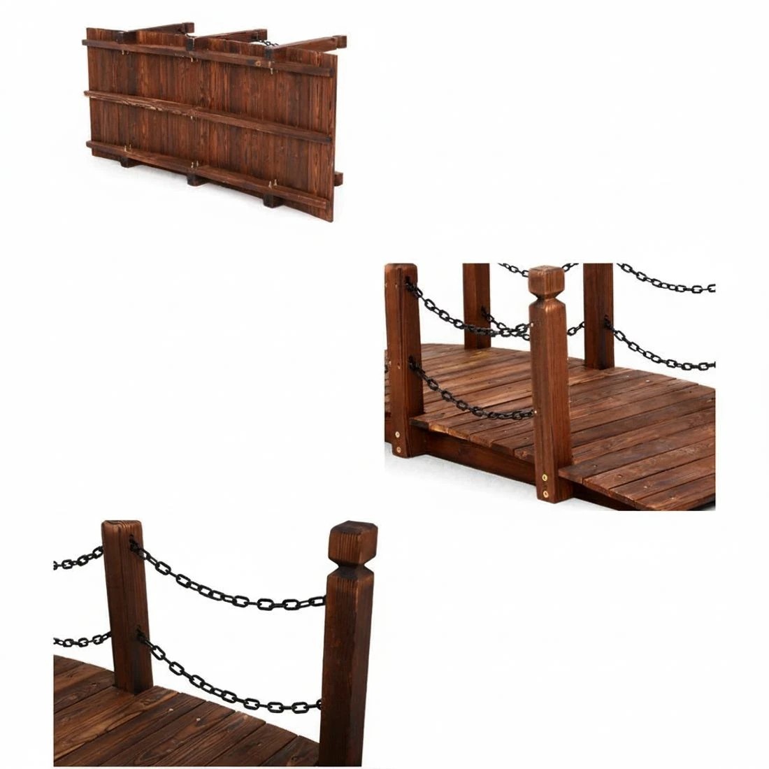 5 Gardeon Garden Decor Outdoor Ornament Wooden Bridge Chain - Brown, 5 of 7