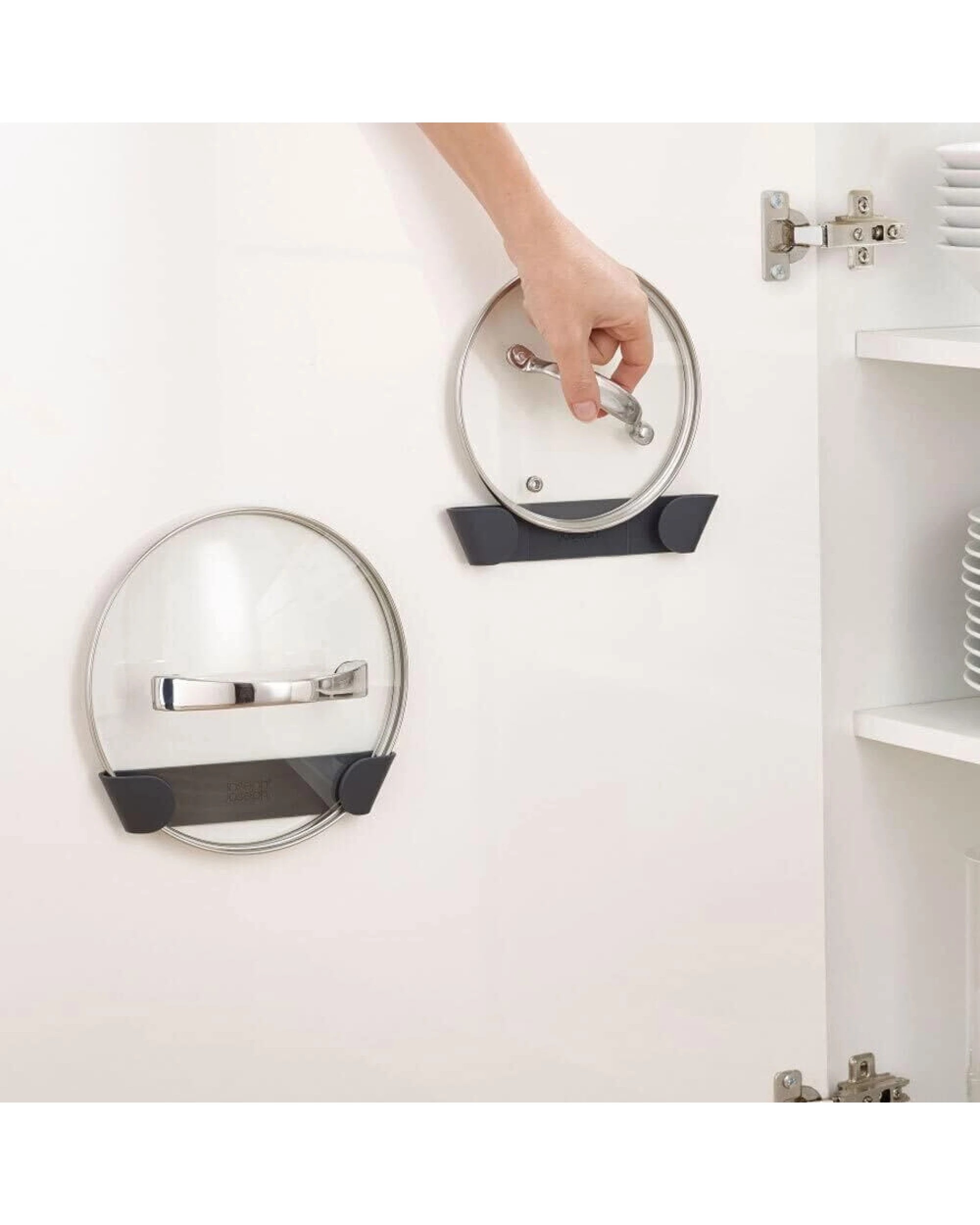 5 Joseph Joseph Cupboard Store Pan Lid Holders Self Adhesive Wall Mount Storage Organizer - 4 Piece (Grey), 5 of 8