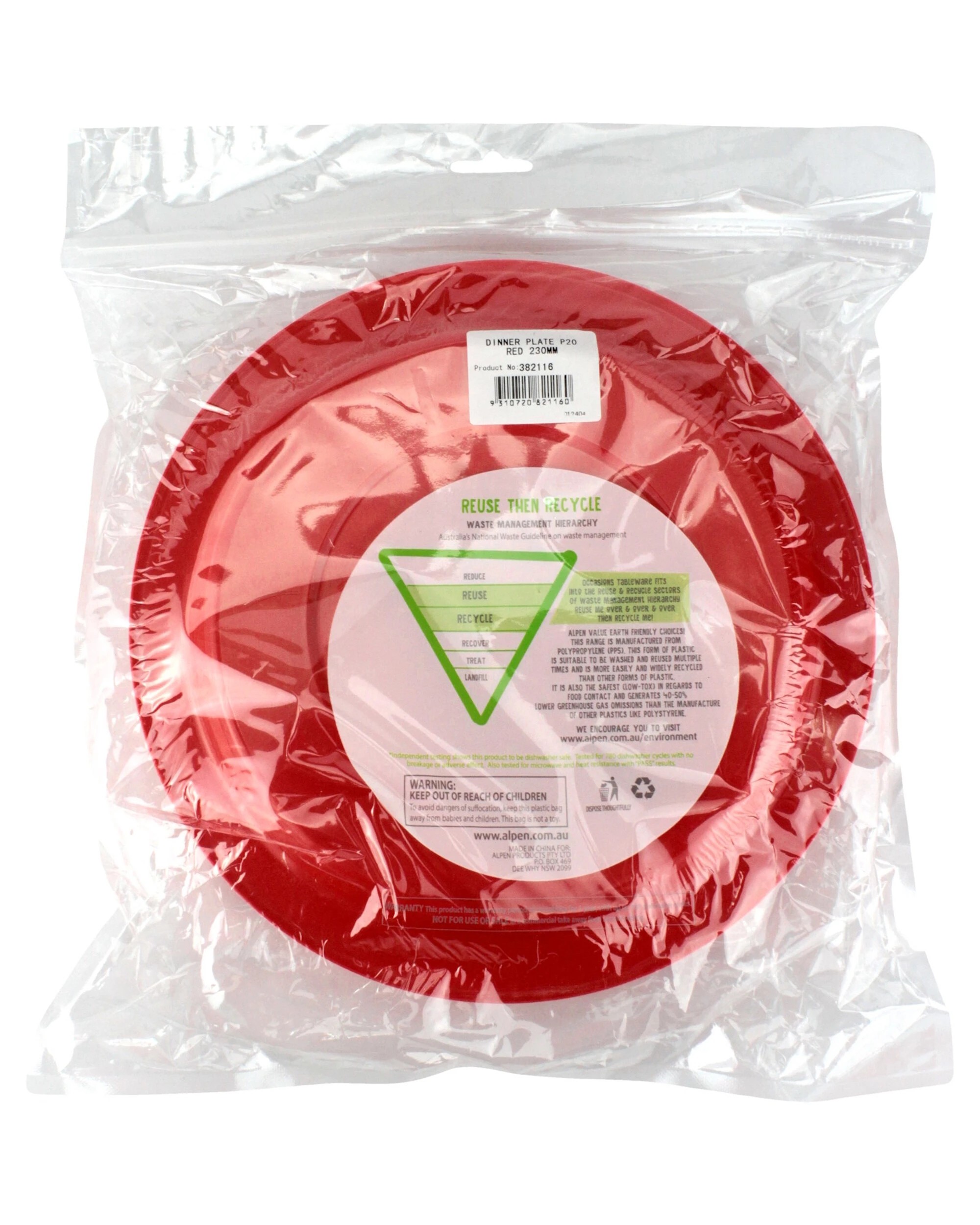 3 Alpen 18cm Plastic Reusable Bowls Pack of 20 - Red, 3 of 3