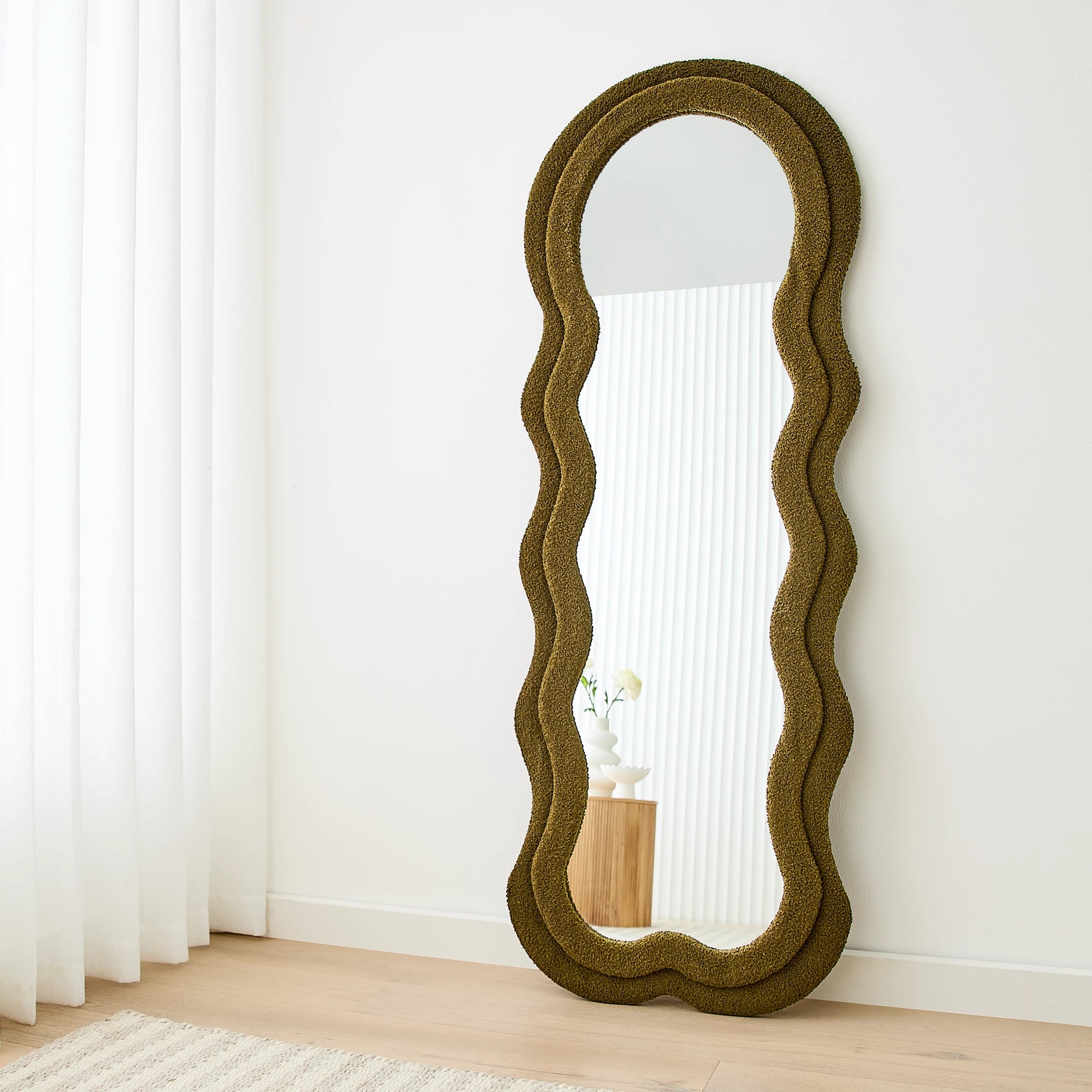 1 Wavy Boucle Floor Mirror, 1 of 6