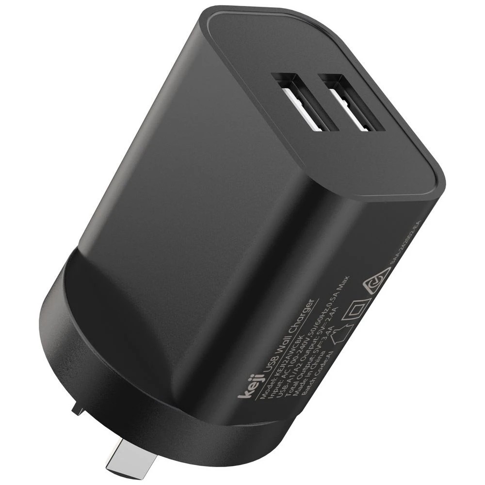 3 Keji USB-A 17W Dual Wall Charger Black, 3 of 7