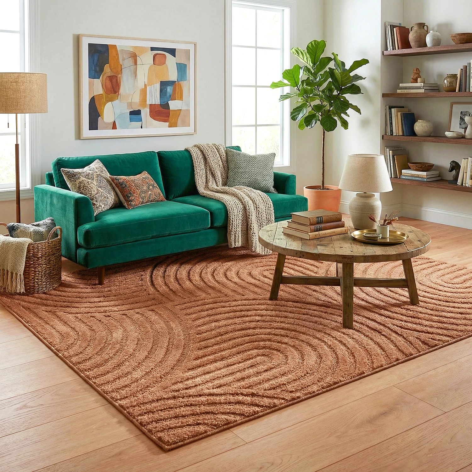 1 Common Ground Rugs Sanctuary Zina 400x300cm - Extra Extra Large Power Loomed Floor Rug - Brown, 1 of 7