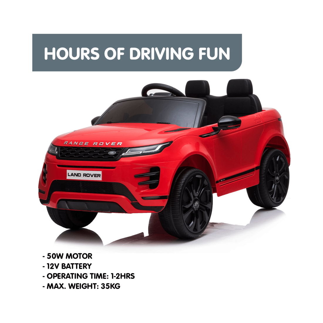 4 Kahuna Land Rover Licensed Kids Electric Ride On Car Remote Control - Red, 4 of 10