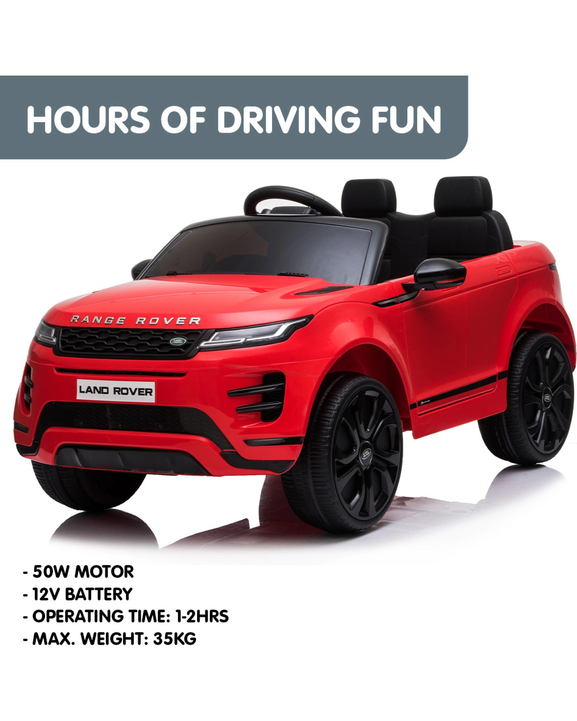 4 Kahuna Land Rover Licensed Kids Electric Ride On Car Remote Control - Red, 4 of 10