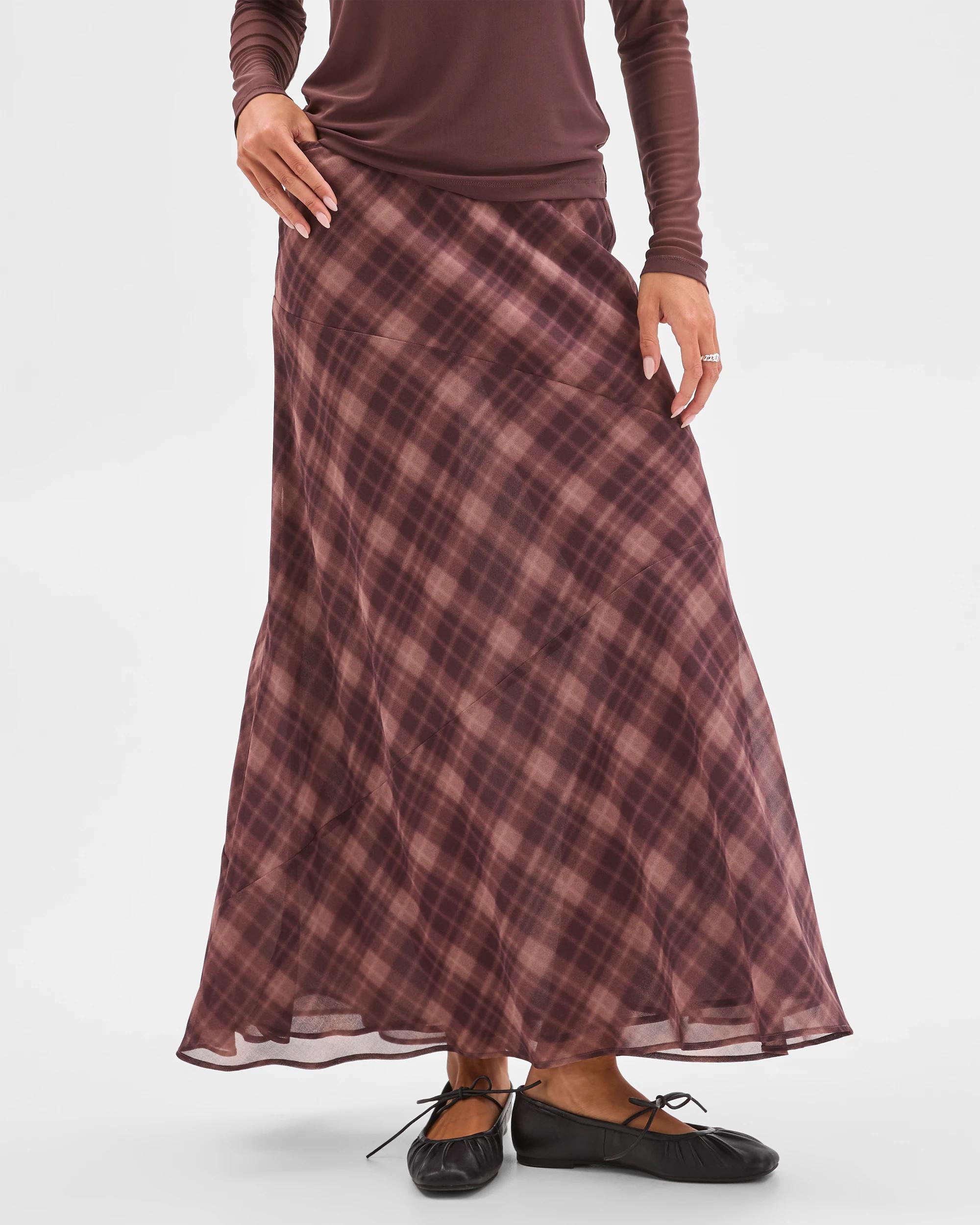 2 Lily Loves Georgette Maxi Skirt CHECK, 2 of 6
