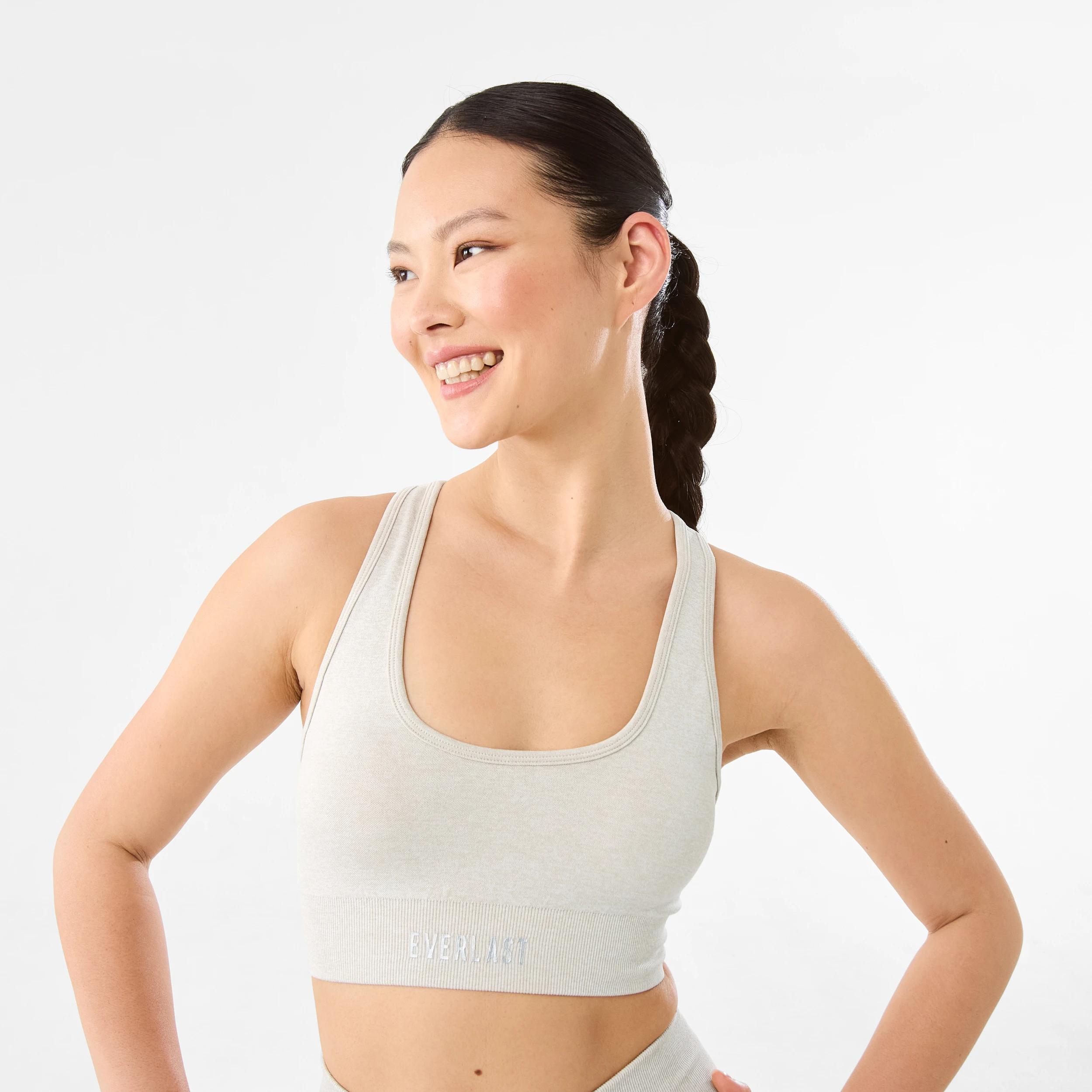 1 Everlast Womens Scoop Neck Seamfree Crop Top EVERLAST SIMPLE LOGO OAT MARLE, 1 of 9