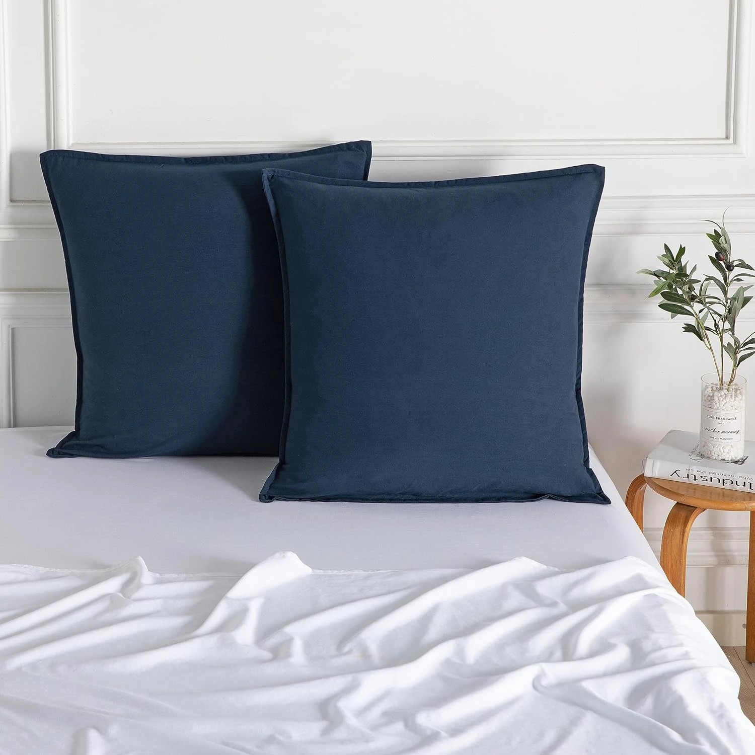 2 CleverPolly 2-Pack Vintage Washed Microfibre European Pillowcases - Navy Blue, 2 of 3