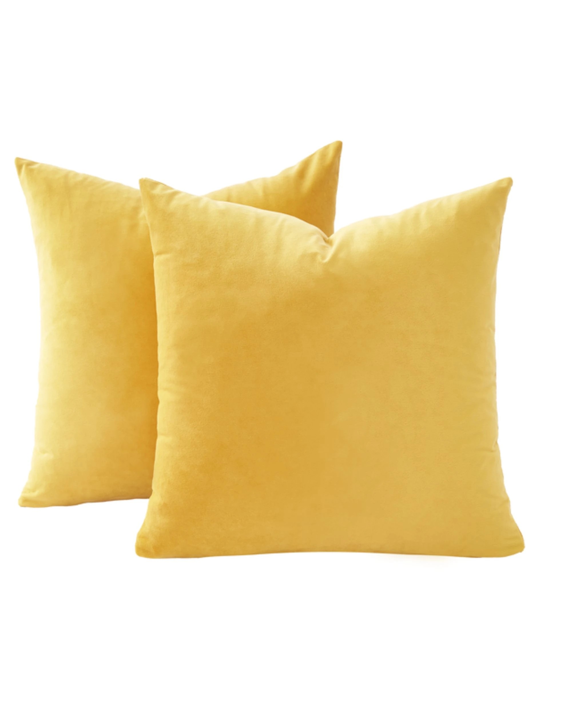 1 Gioia Casa 2-Pack Velvet European Pillowcases - Yellow - 65x65cm, 1 of 2