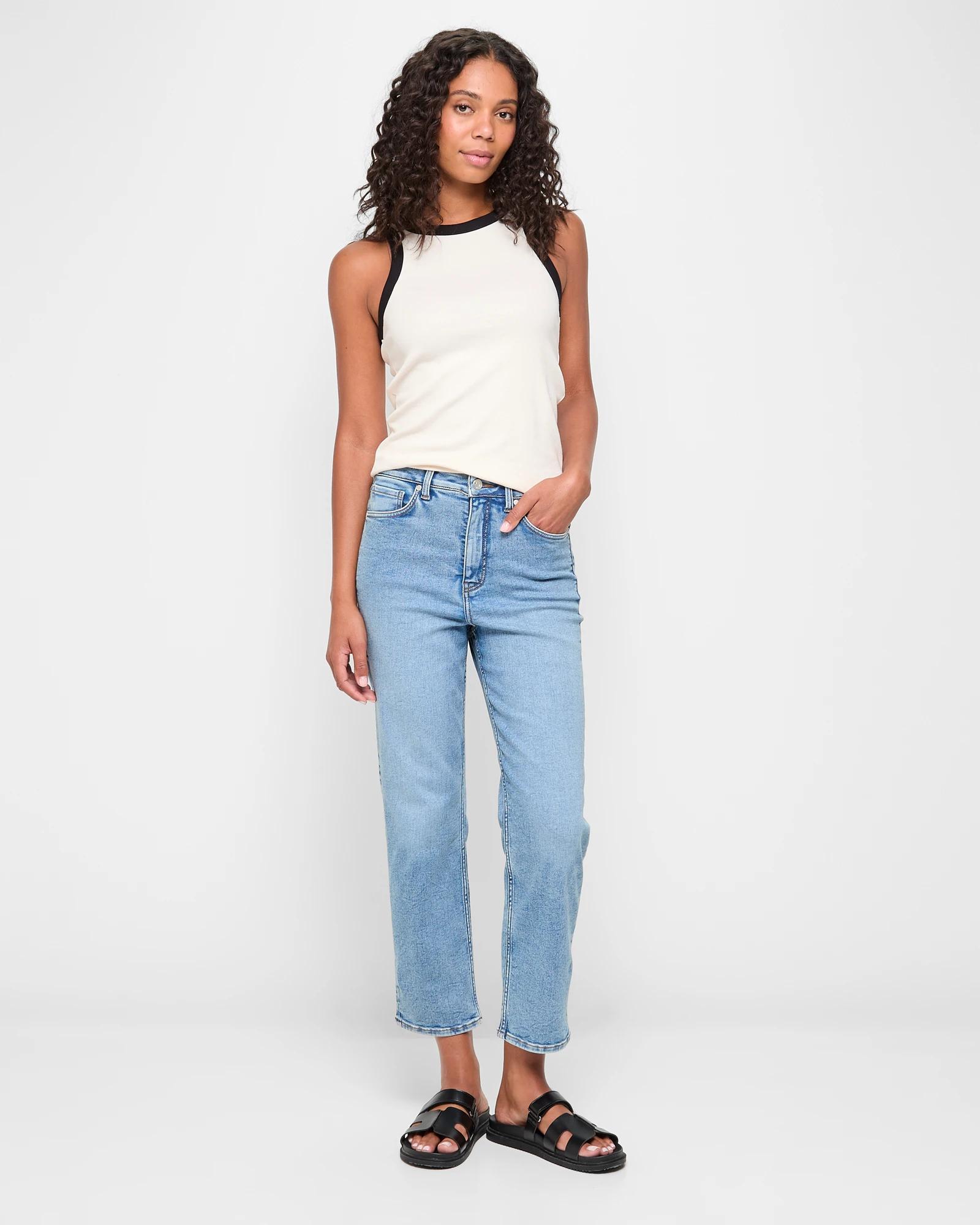 1 Target Super High Rise Crop Length Straight Denim Jeans - Shape Your Body LIGHT BLUE, 1 of 5