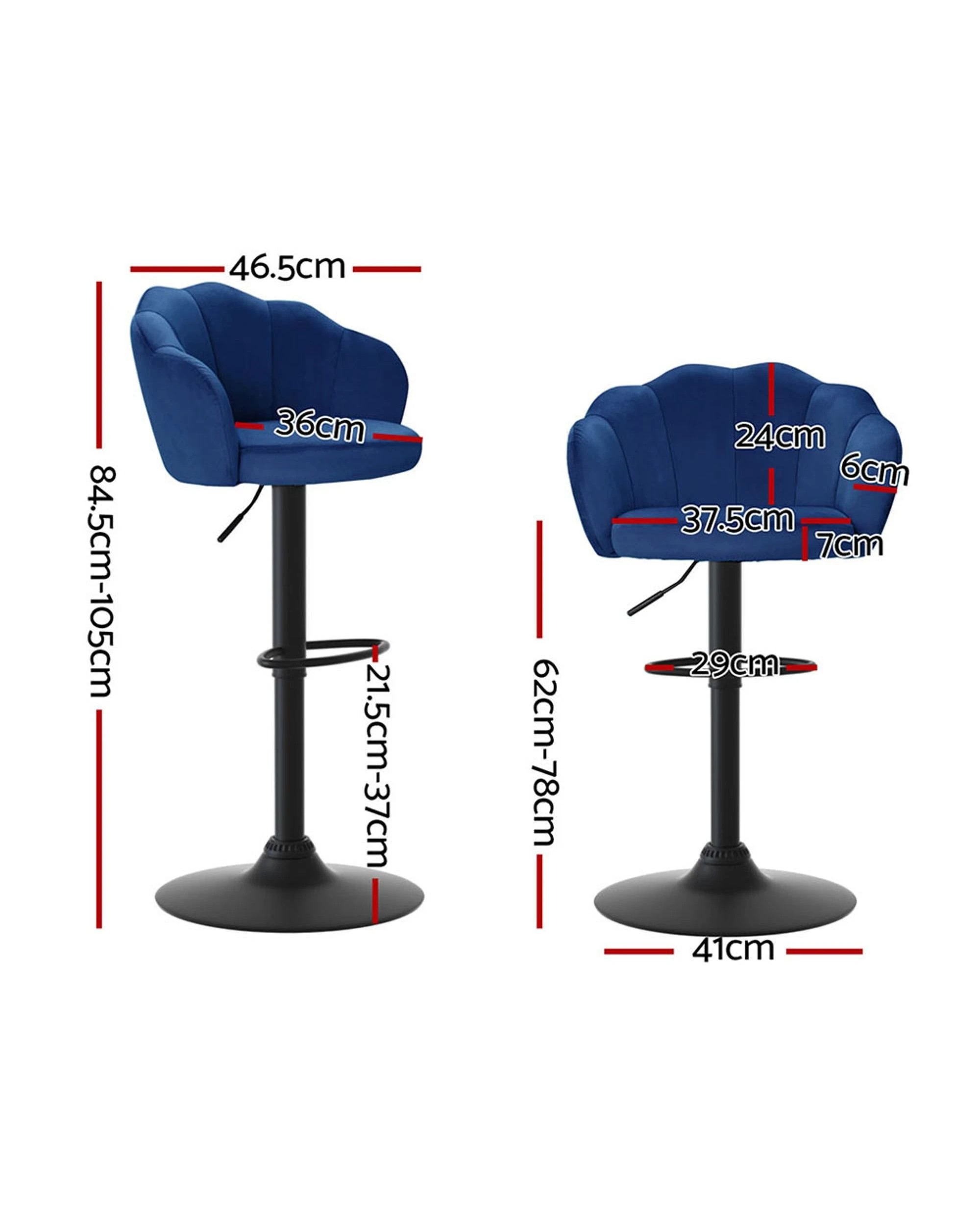 2 Artiss 4x Bar Stools Gas Lift
 - Blue, 2 of 3