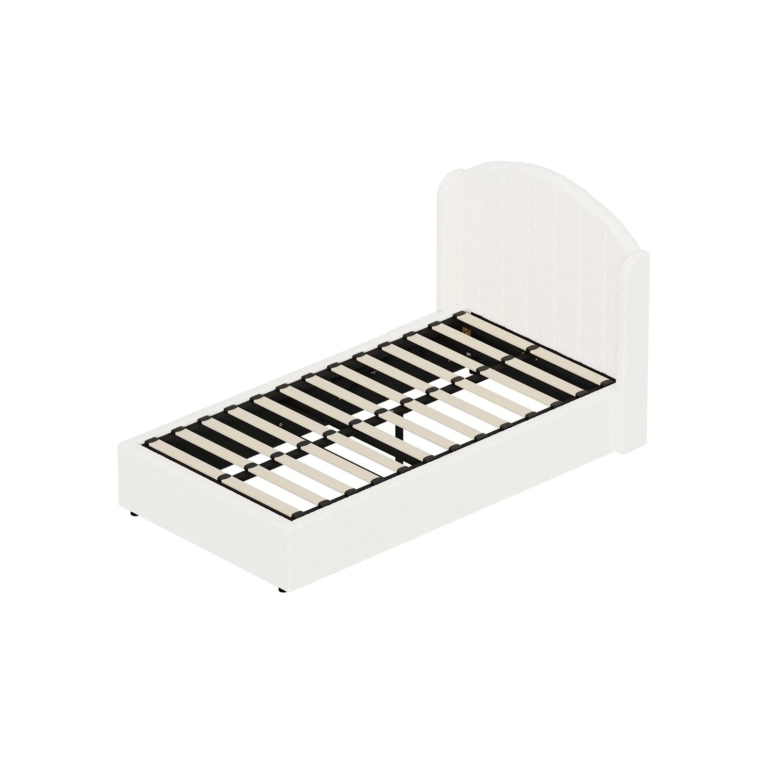 7 Oikiture Bed Frame King Single Size With Gas Lift Storage USB Charging Boucle - White, 7 of 9