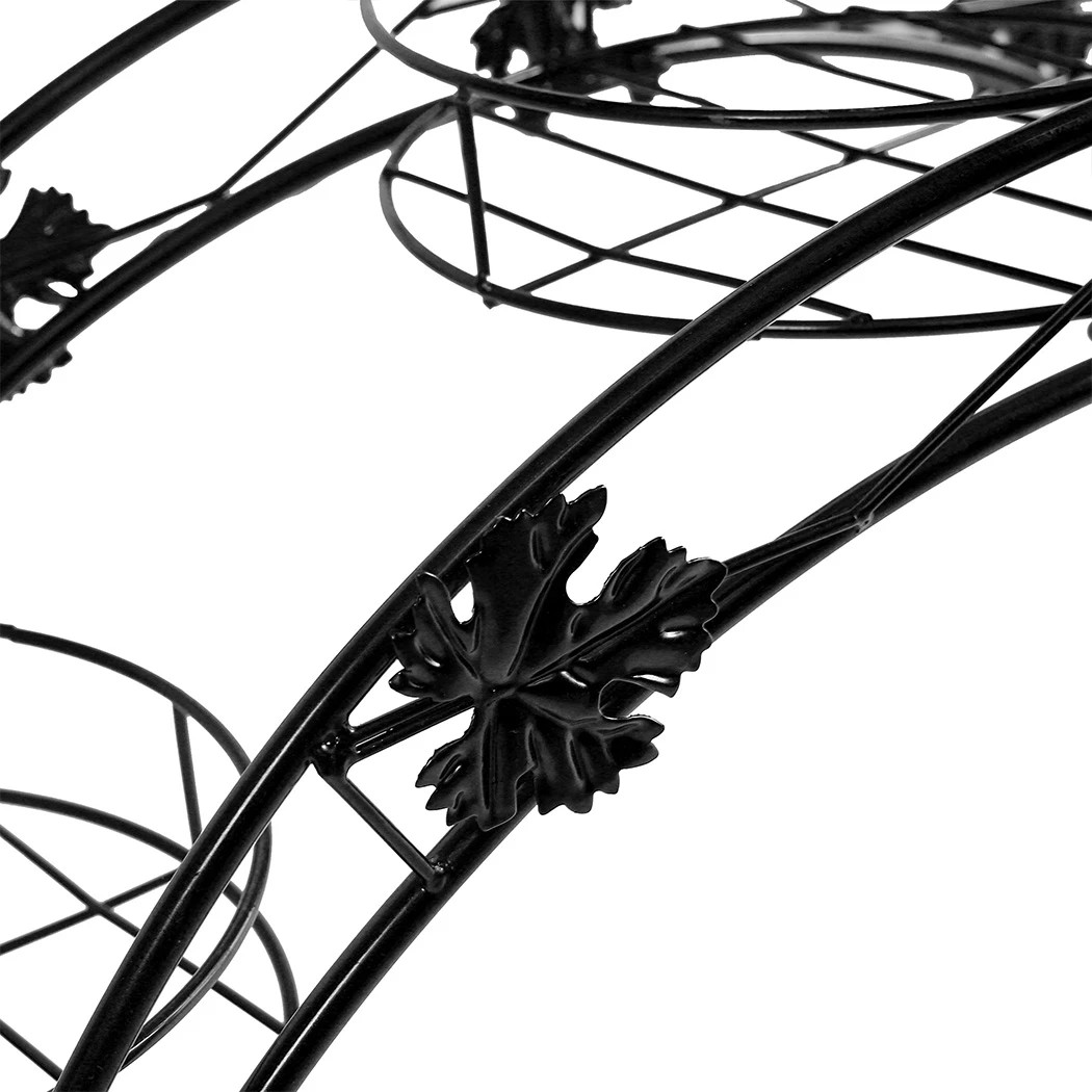 4 Levede Arch Shape Metal Plant Stand with 3 Plant Pot Space - Black, 4 of 8