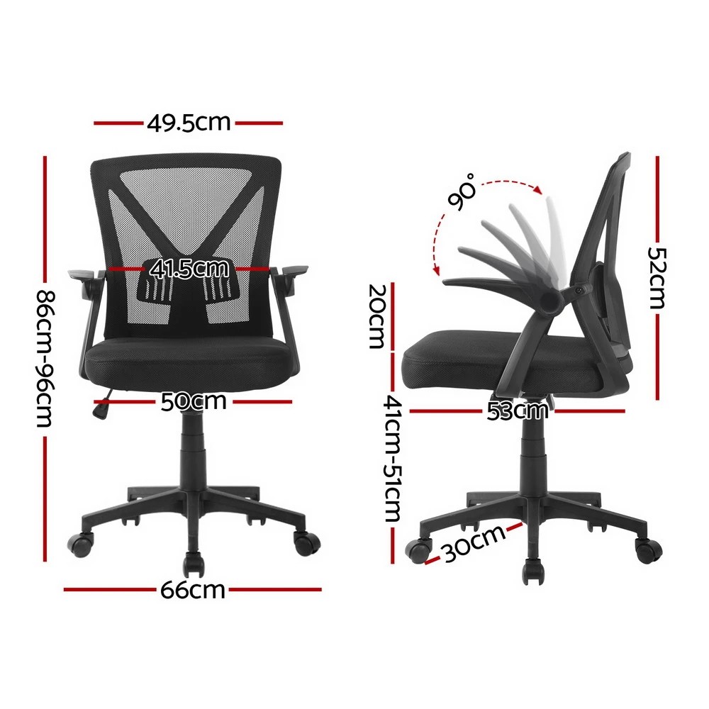 2 Artiss Mesh Office Chair Mid Back - Black, 2 of 6