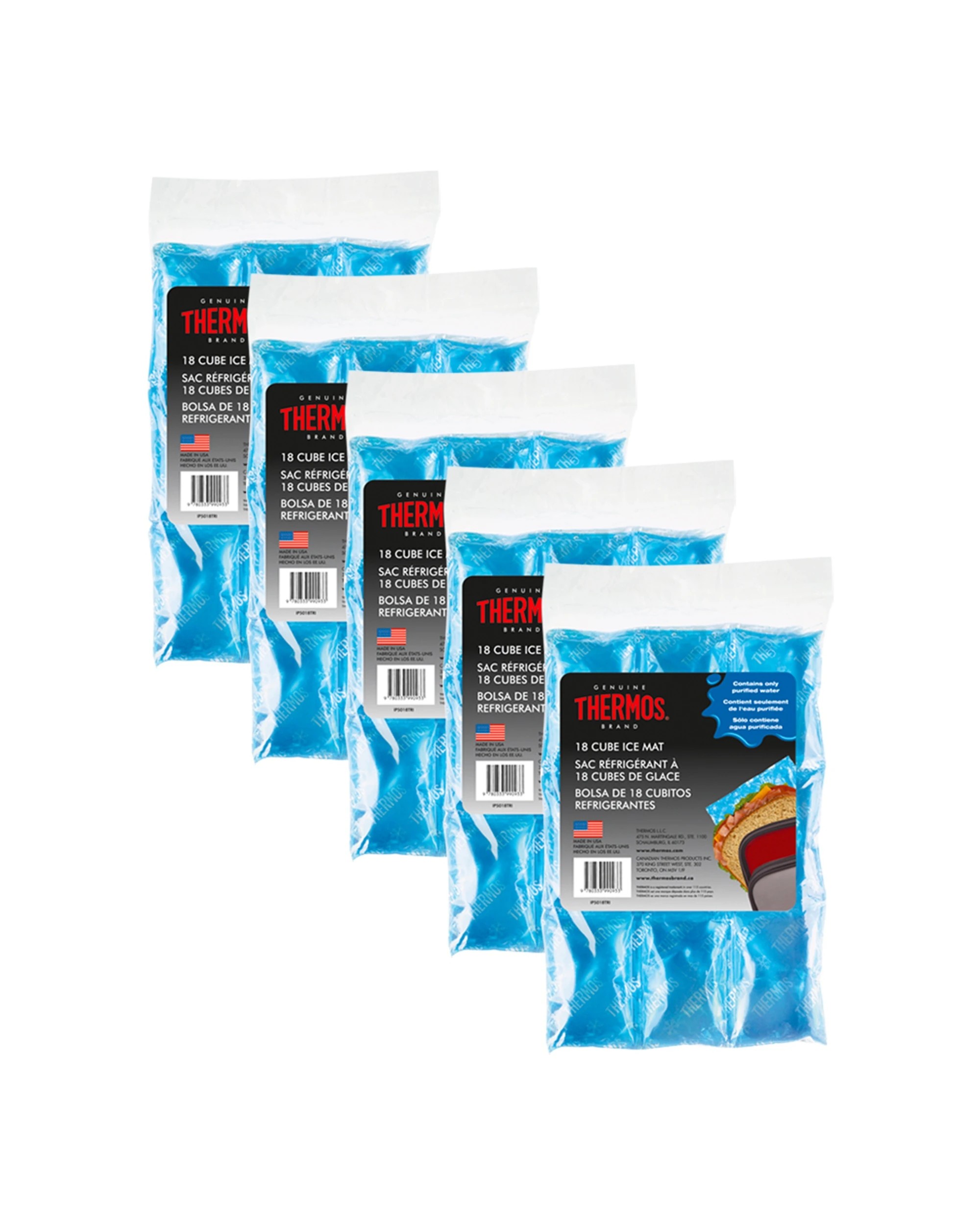 1 Thermos 5 Pack 18 Cube Reusable Camping Cooler Outdoors Hiking Ice Mat - Silver, 1 of 1