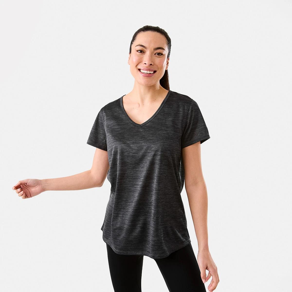 1 Active Womens Short Sleeve Core V-Neck T-shirt BLACK INDIA INK, 1 of 5