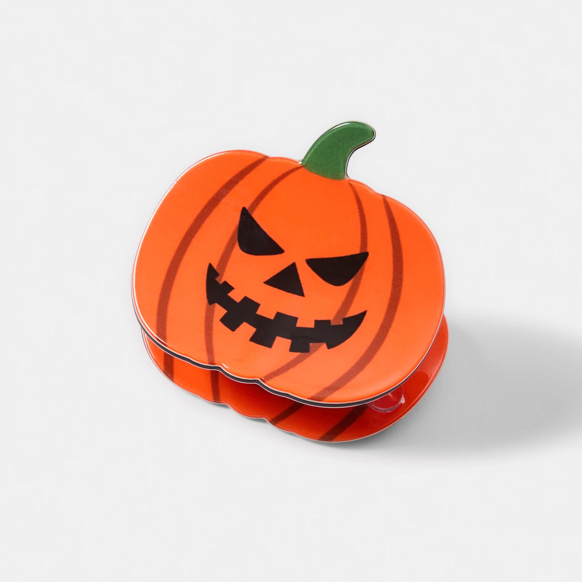 2 Orange Halloween Pumpkin Claw Hair Clip Orange, 2 of 4