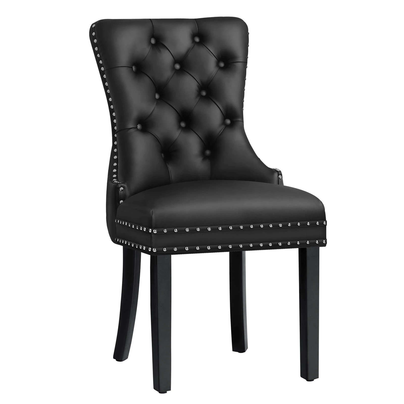 10 Alfordson 4x Dining Chairs Kitchen Lounge Retro Button Tufted PU Leather - Black, 10 of 10