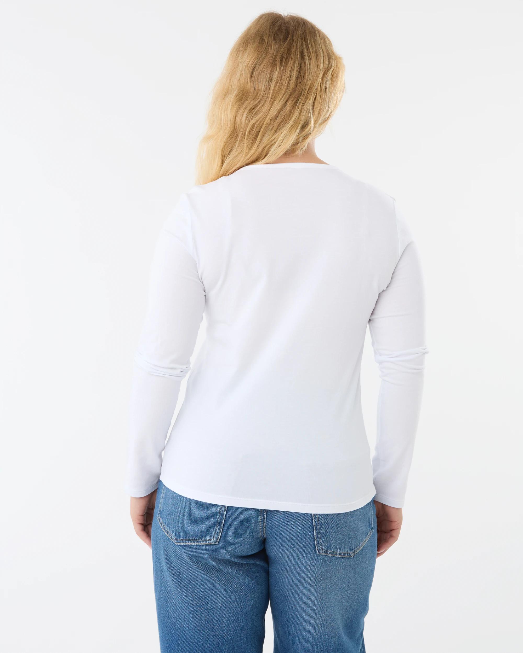 3 Long Sleeve Stretch Crew Neck T-shirt White, 3 of 6